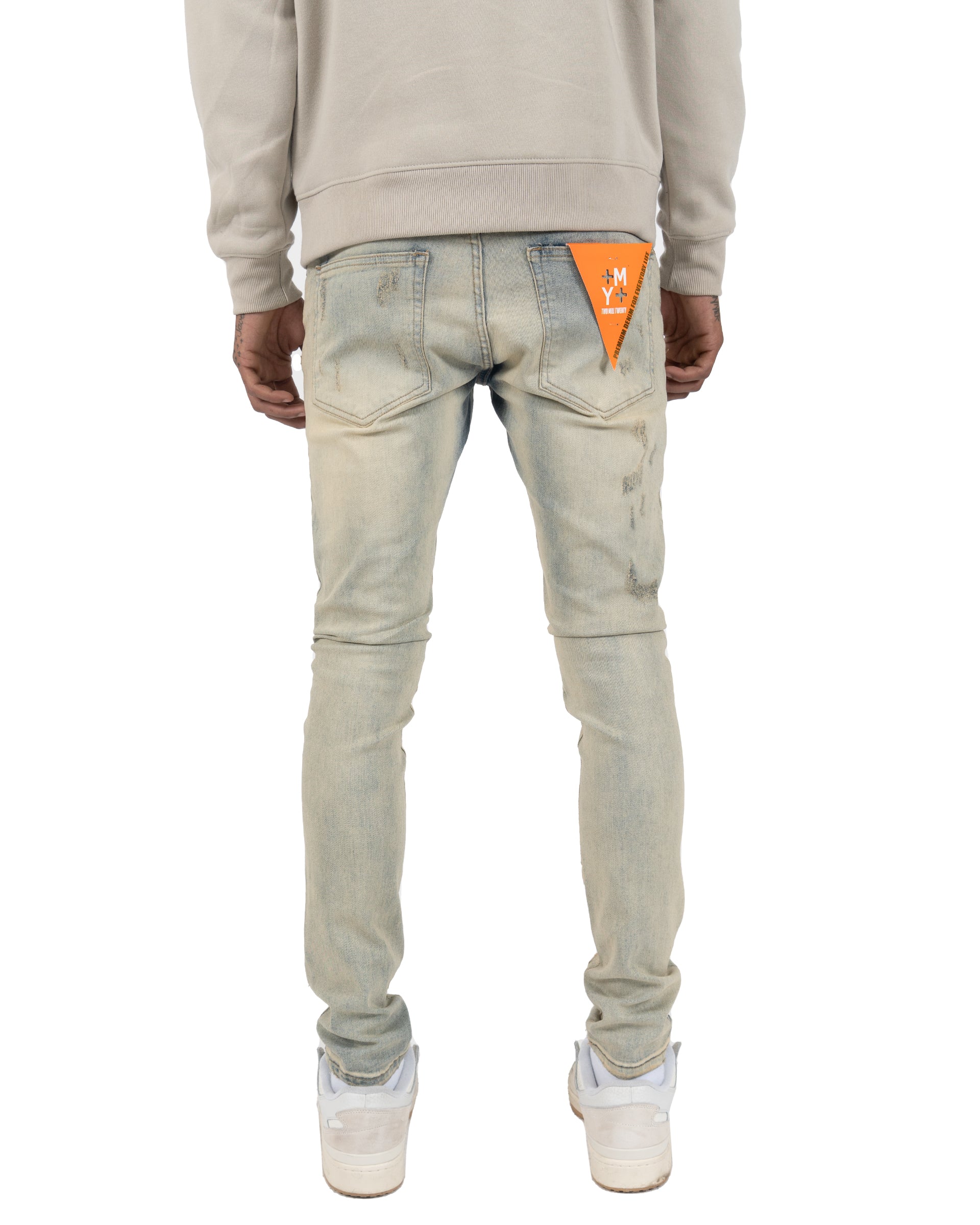 ARCHER | Geometric Patchwork Skinny Jeans in Vintage Wash