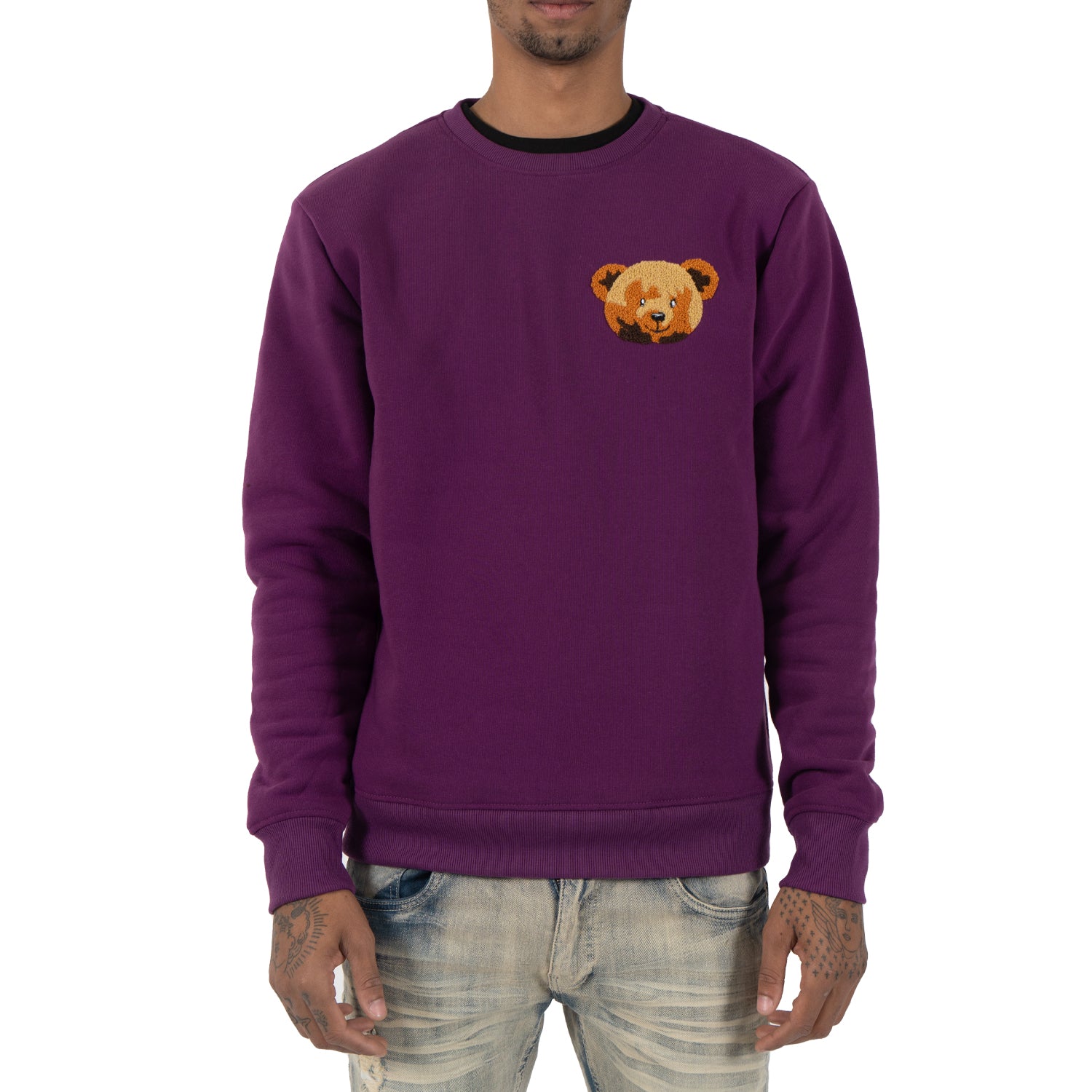 Men's Shrink Wrap Teddy Bear Crewneck Sweatshirt | Grape