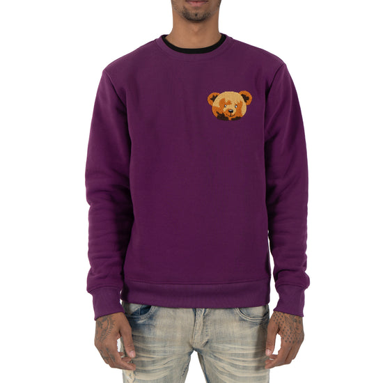 Men's Shrink Wrap Teddy Bear Crewneck Sweatshirt | Grape
