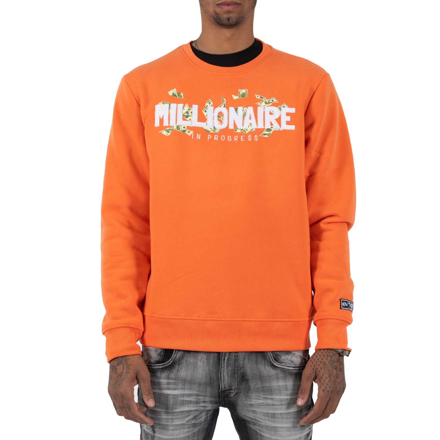 Men's Millionaire Cash Money Crewneck Sweatshirt | Orange