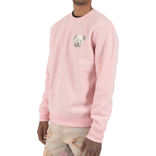 Men's Shrink Wrap Teddy Bear Crewneck Sweatshirt | Pink