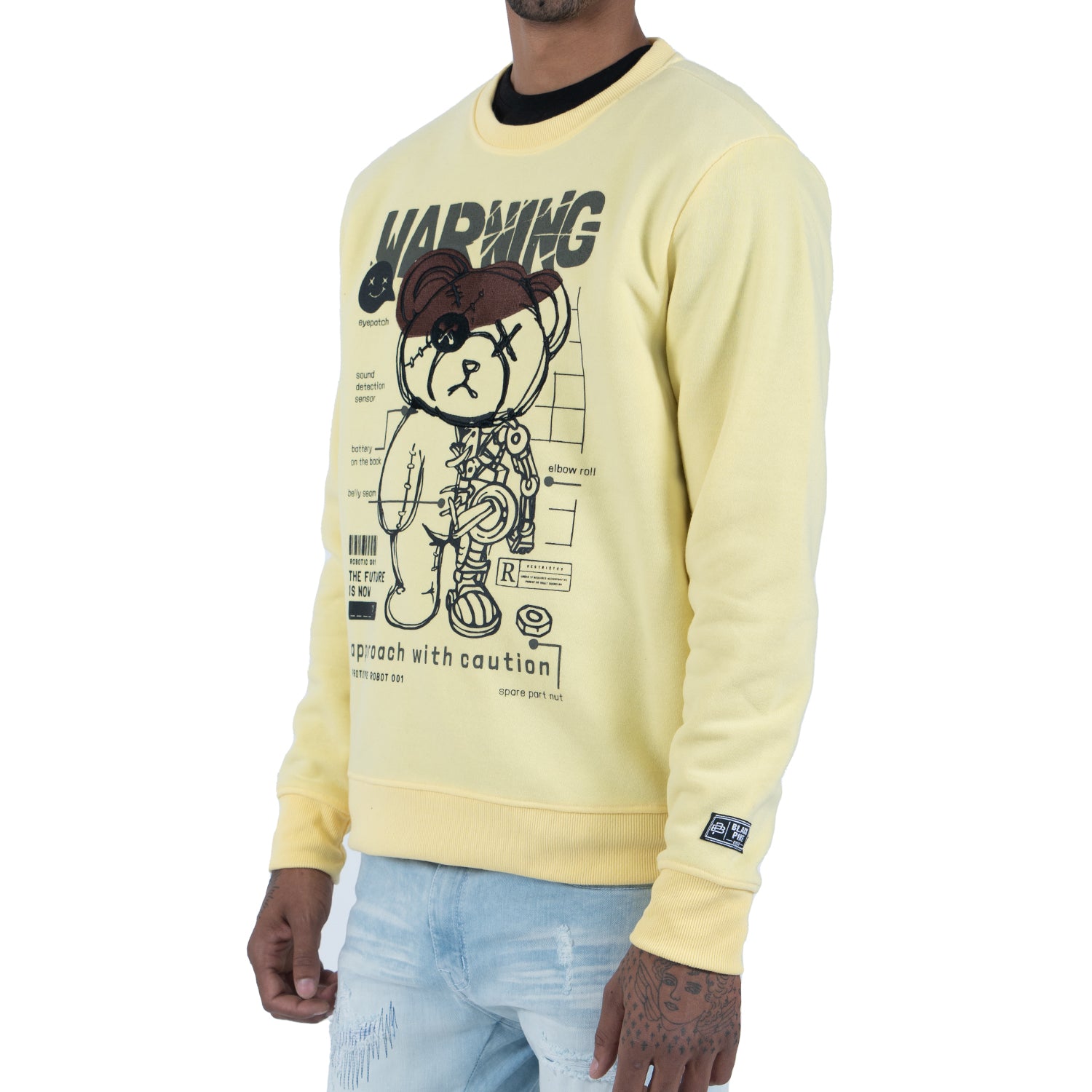 Men's Android Teddy Bear Crewneck Sweatshirt | Lemon Yellow