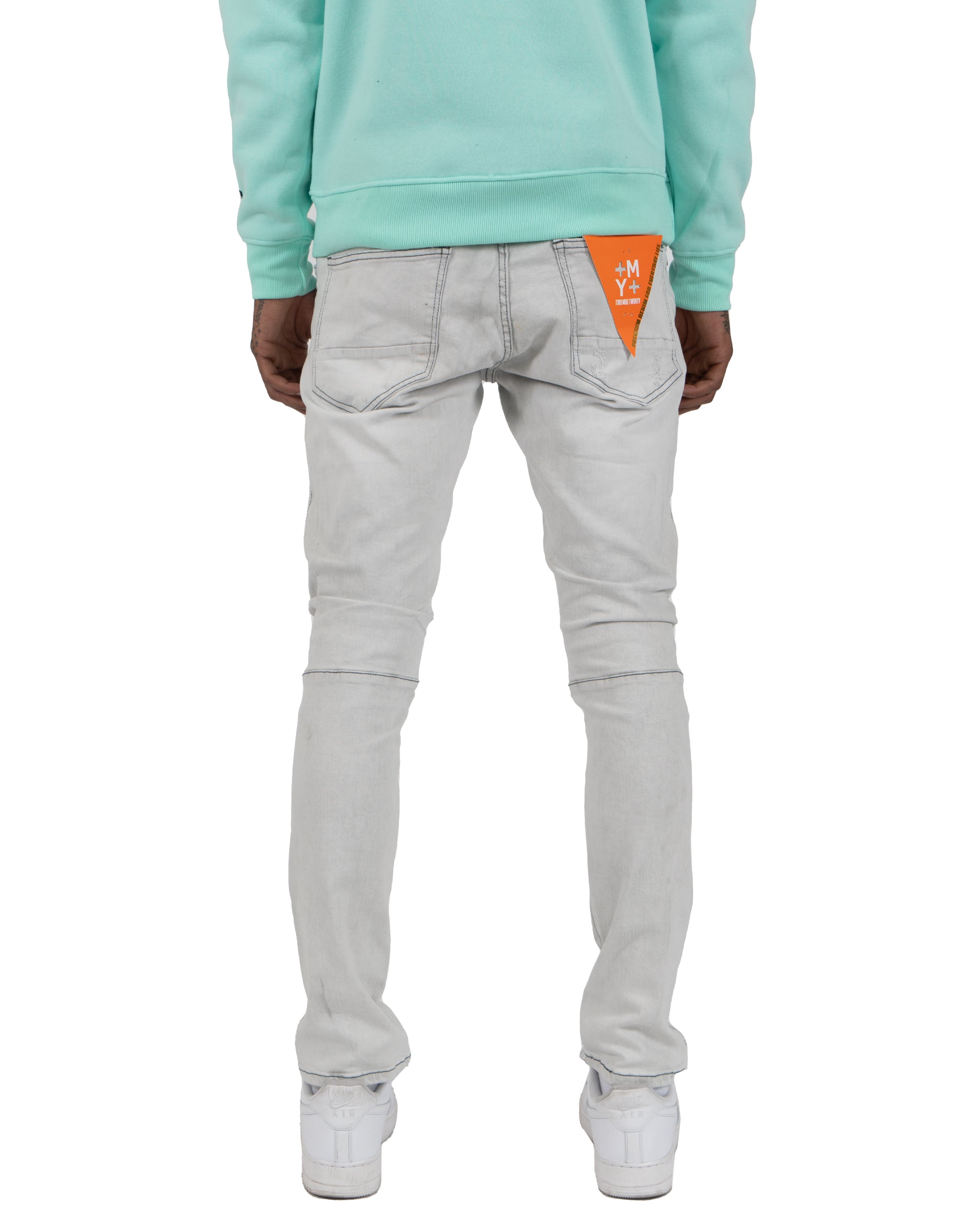 MONTICELLO | Stitched and Repaired Skinny Jeans in Gray