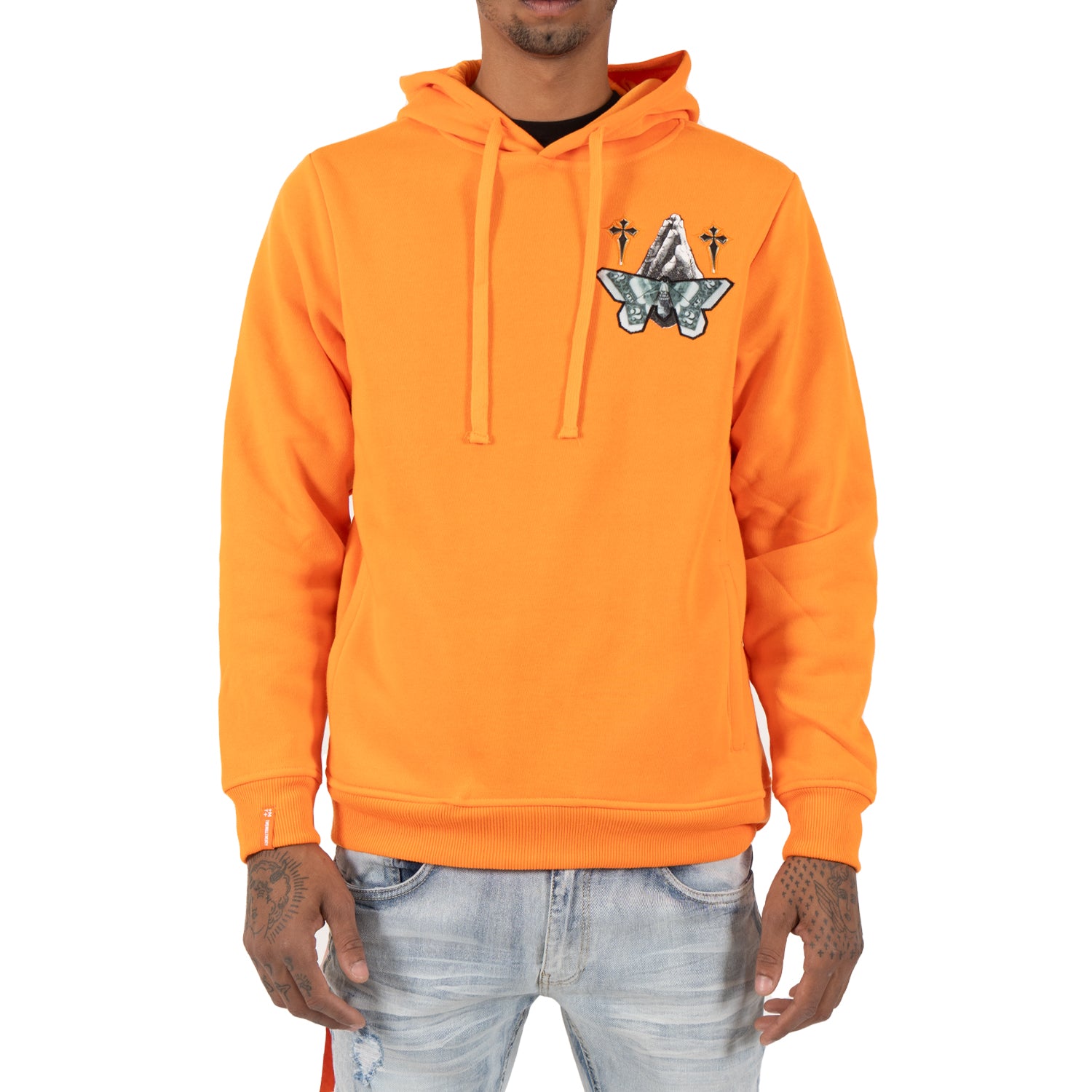 Men's Pray Hard Pullover Hoodie | Orange