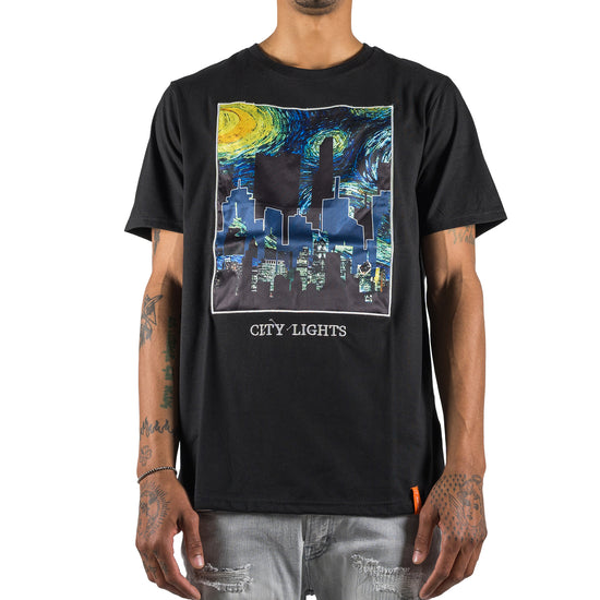 Men's Starry City Lights Graphic Tee | Black