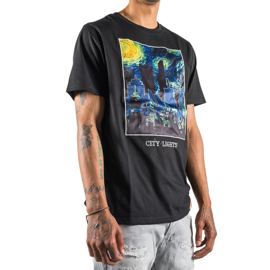 Men's Starry City Lights Graphic Tee | Black
