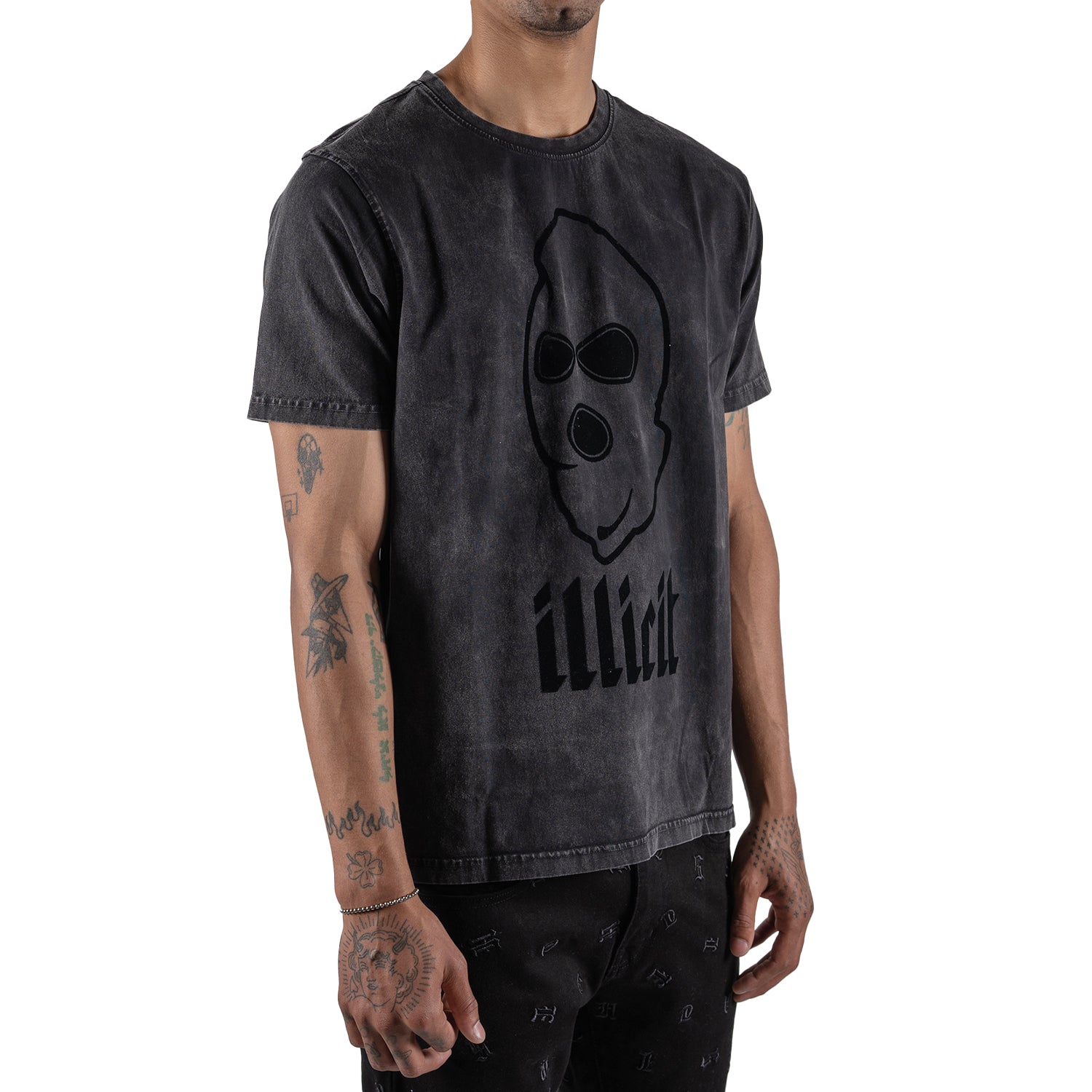 Men's Illicit Ski Mask Script Graphic Tee | Black