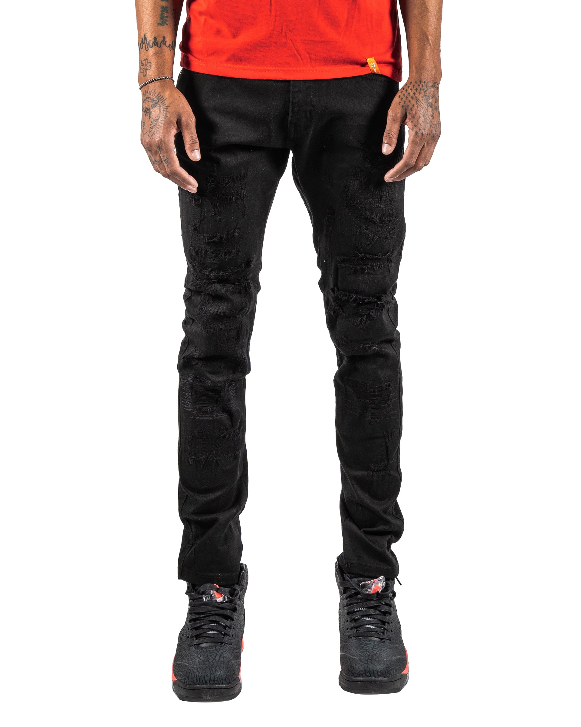 ERIE | Rip & Repair Skinny Jeans in Jet Black