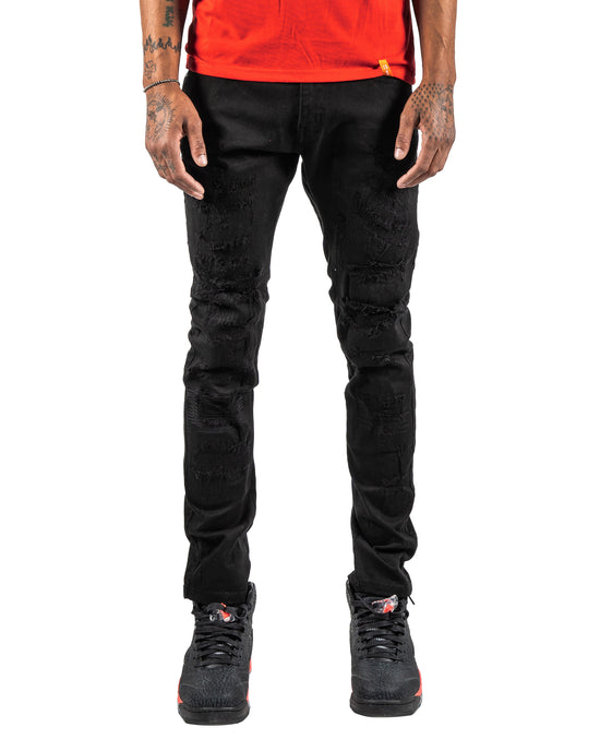 ERIE | Rip & Repair Skinny Jeans in Jet Black