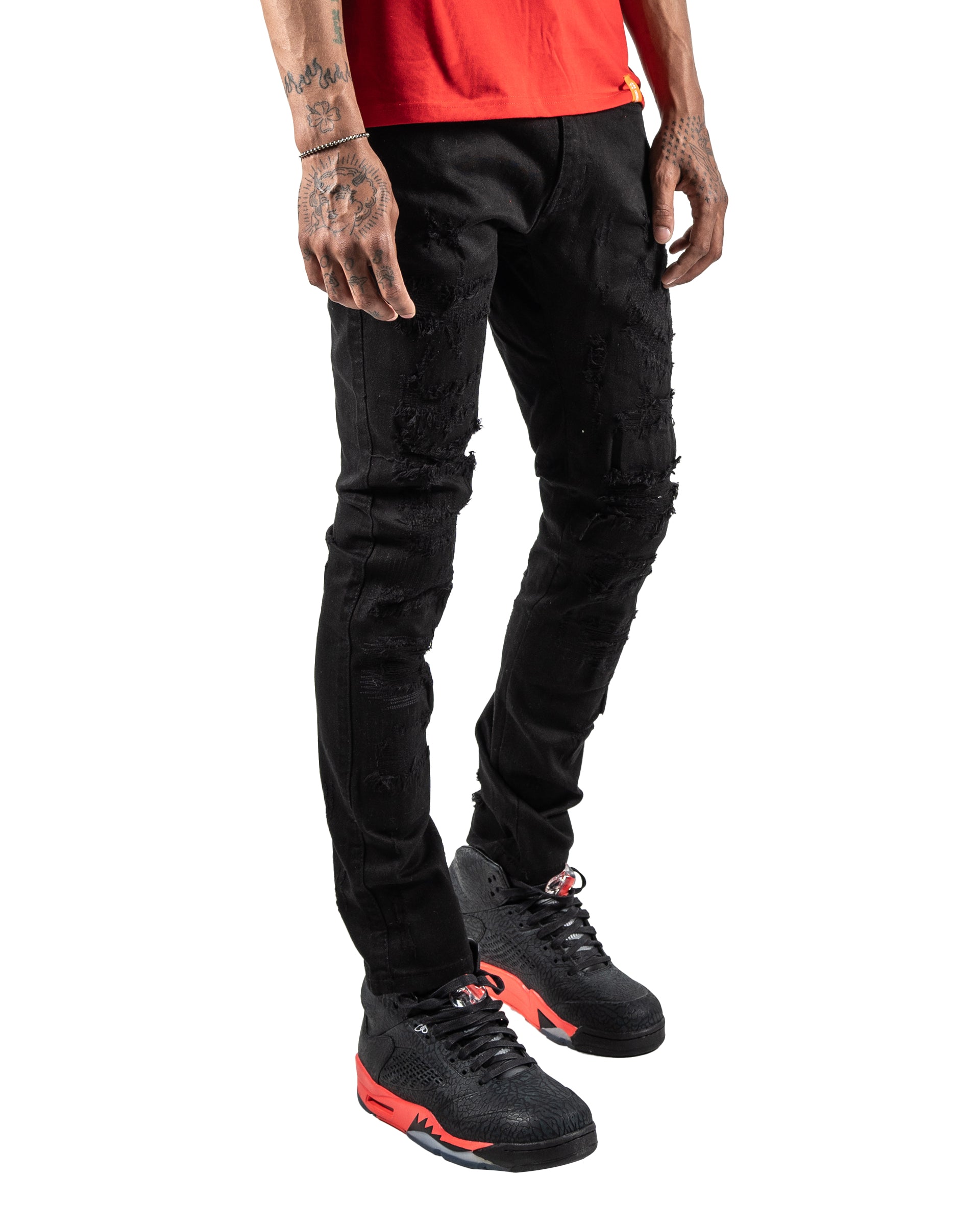 ERIE | Rip & Repair Skinny Jeans in Jet Black