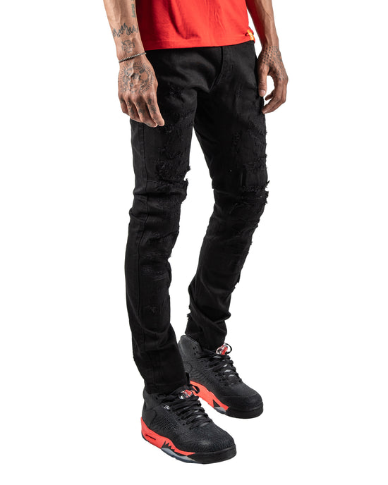 ERIE | Rip & Repair Skinny Jeans in Jet Black