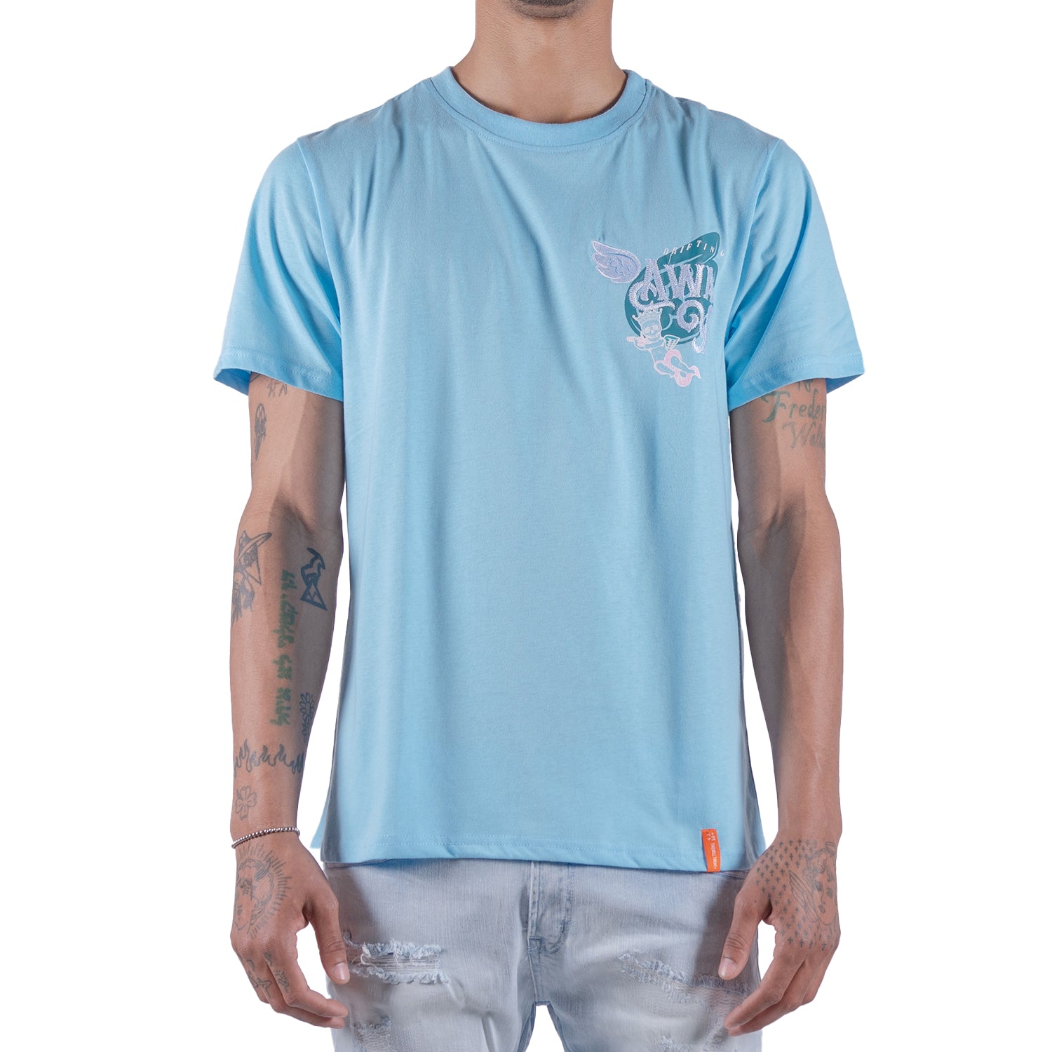 Men's Flying Music Wings Graphic Tee | Sky Blue