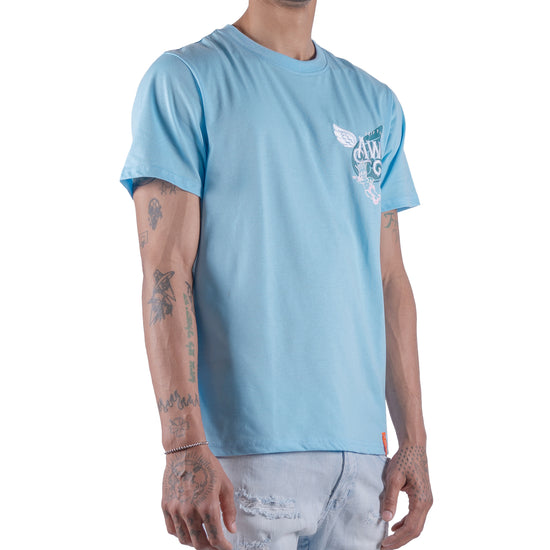 Men's Flying Music Wings Graphic Tee | Sky Blue
