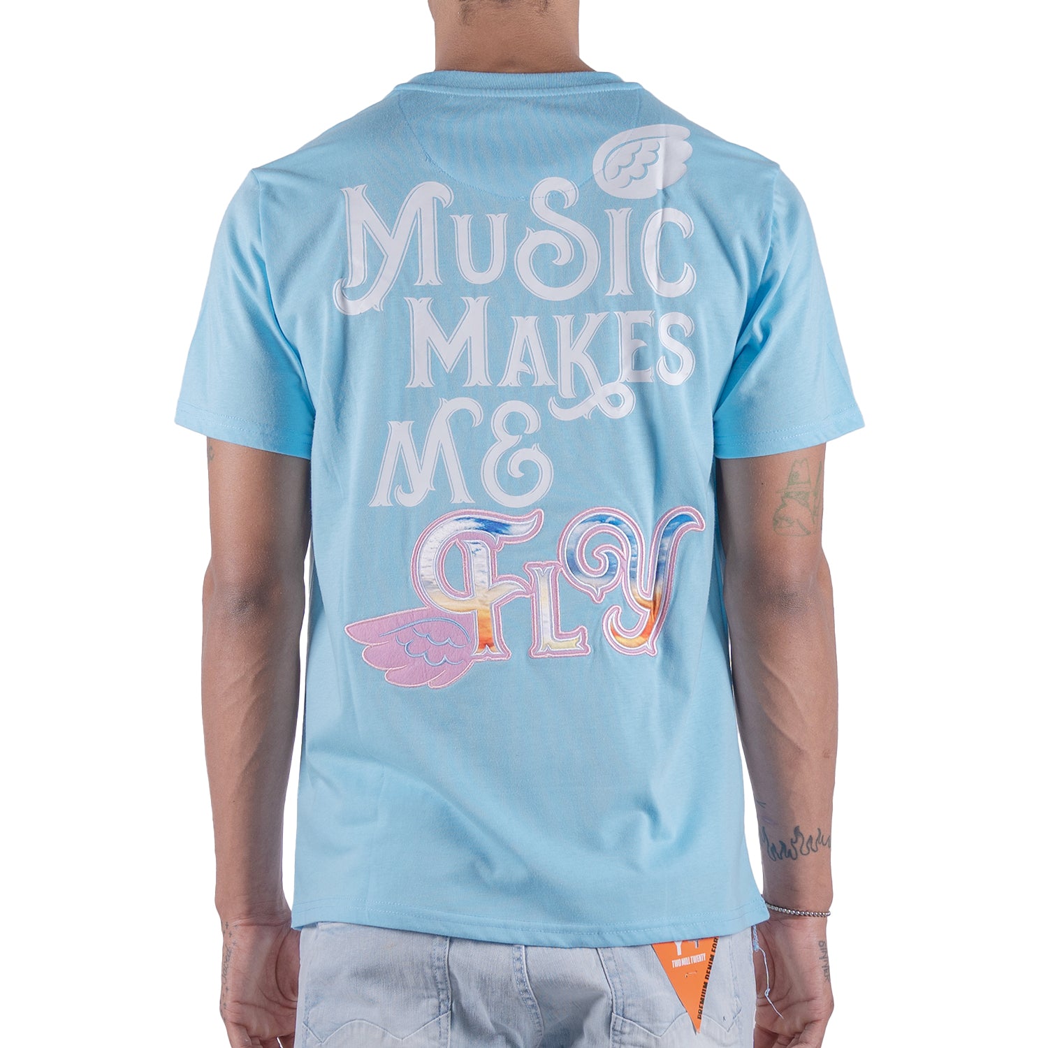 Men's Flying Music Wings Graphic Tee | Sky Blue