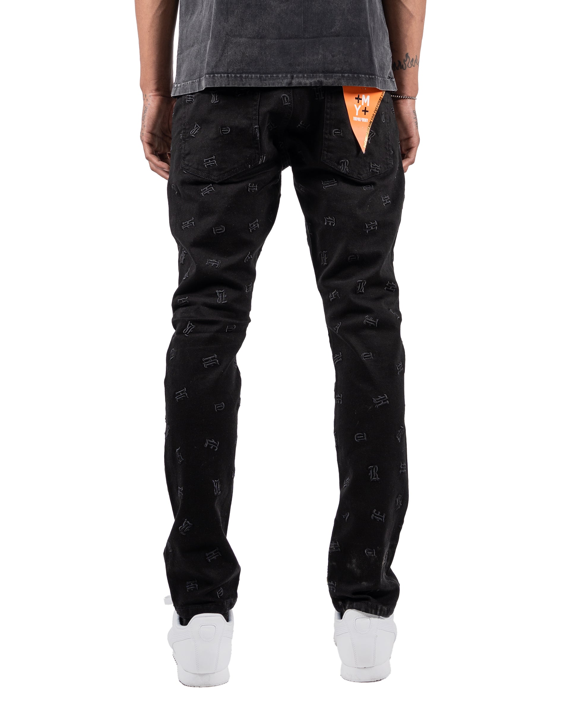 Monogram Skinny Jeans in Jet Black