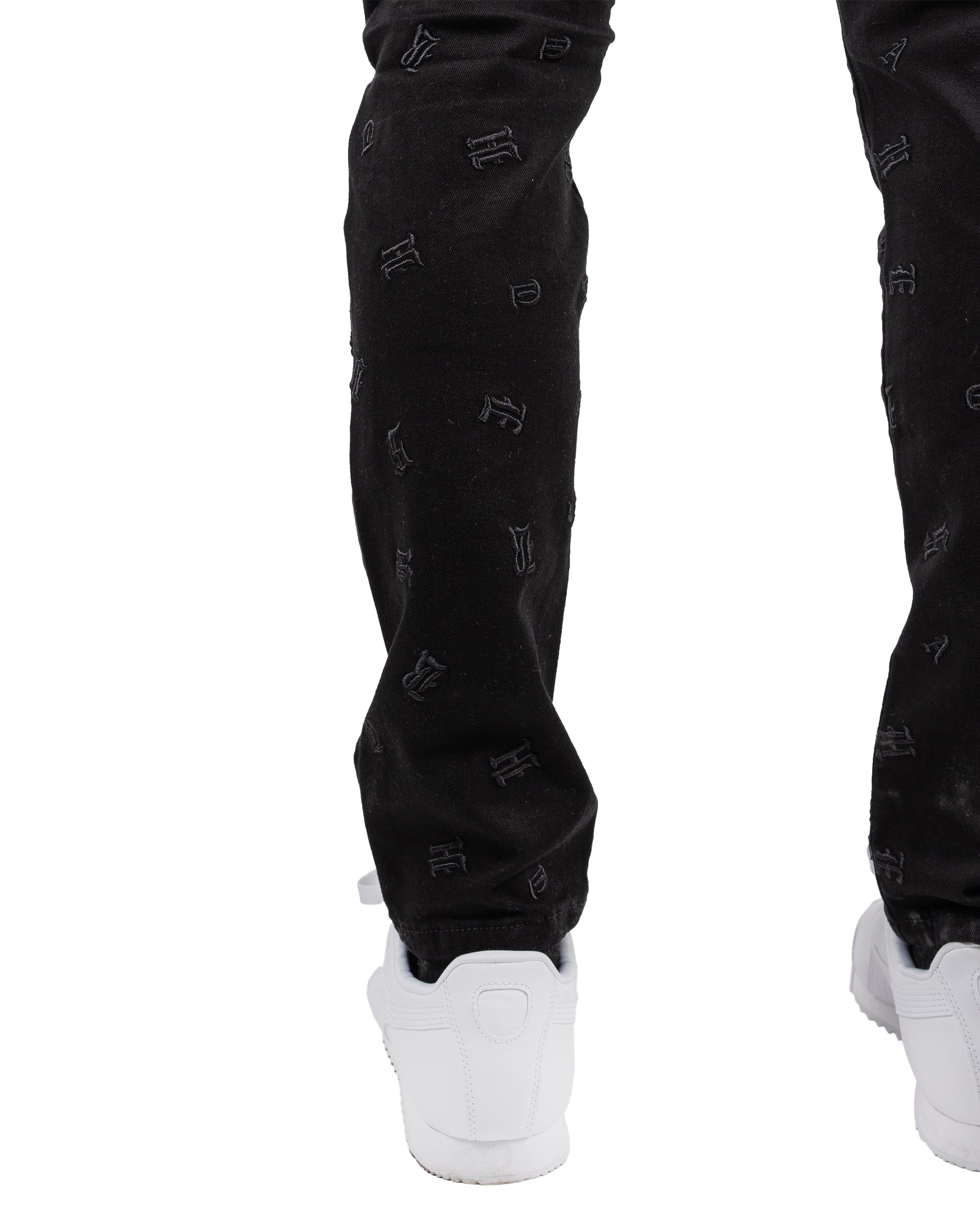 Monogram Skinny Jeans in Jet Black