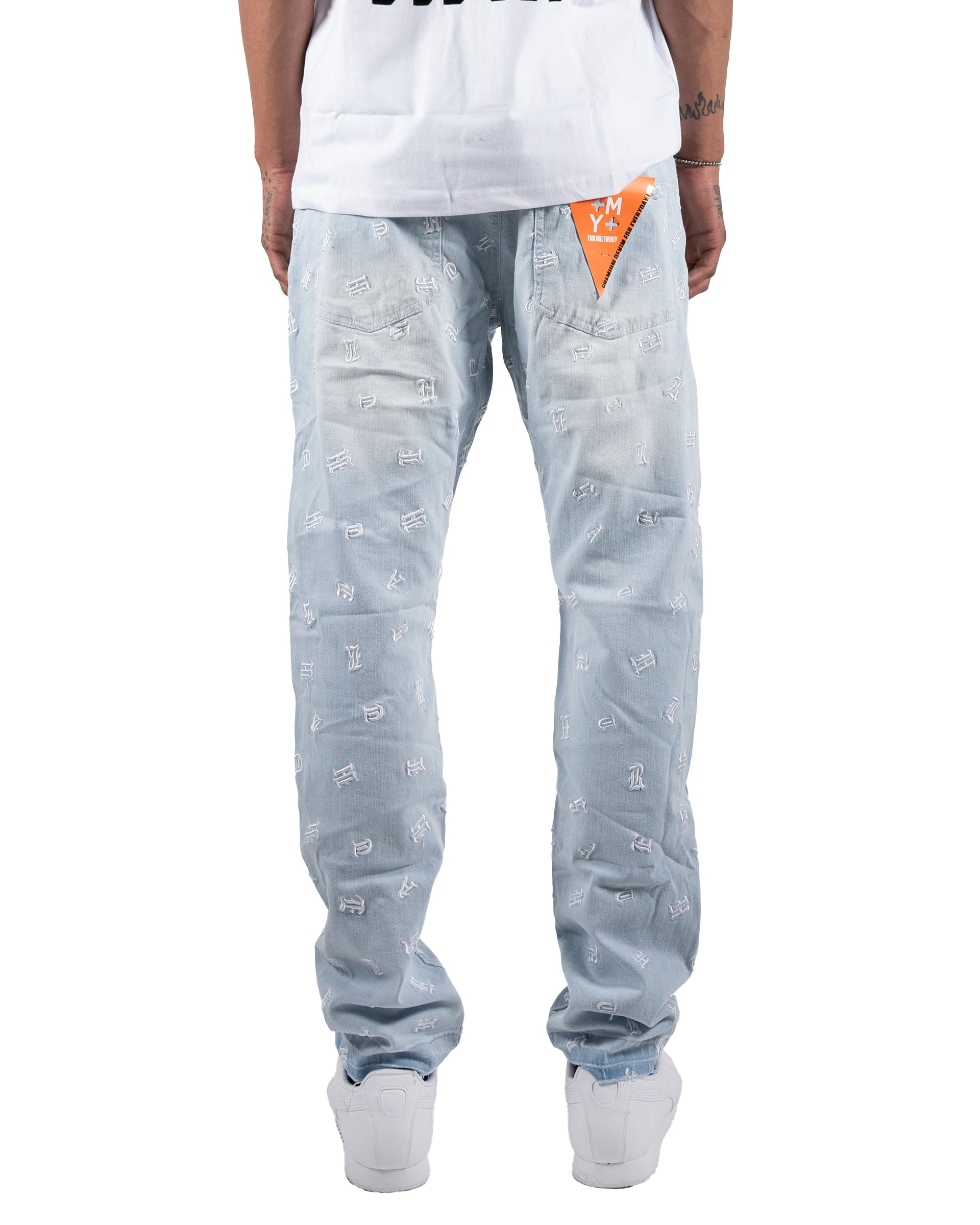 Monogram Skinny Jeans in Light Blue
