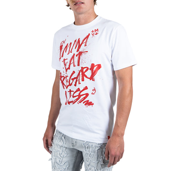 Men's Imma Eat Regardless Graffiti Tee | White / Red