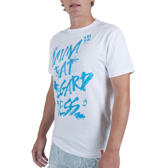 Men's Imma Eat Regardless Graffiti Tee | White / Sky Blue