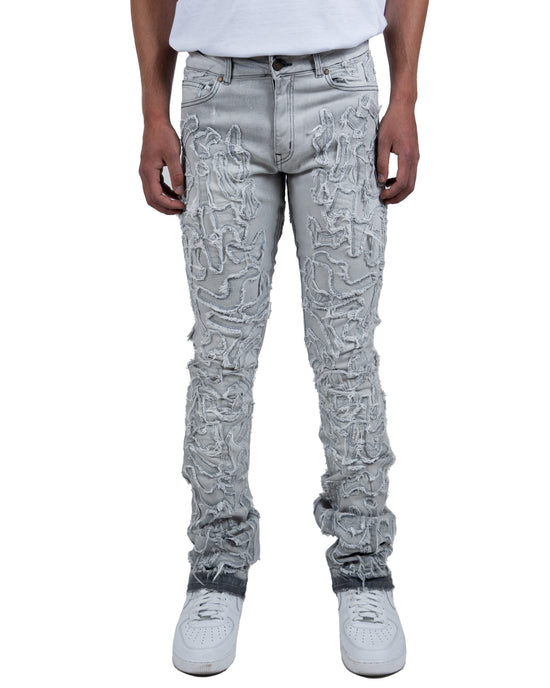 LARAMIE | Slim Textured Overlay Denim Jeans in Grey