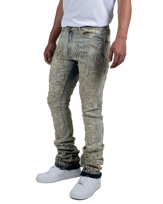 LARAMIE | Slim Textured Overlay Denim Jeans in Vintage