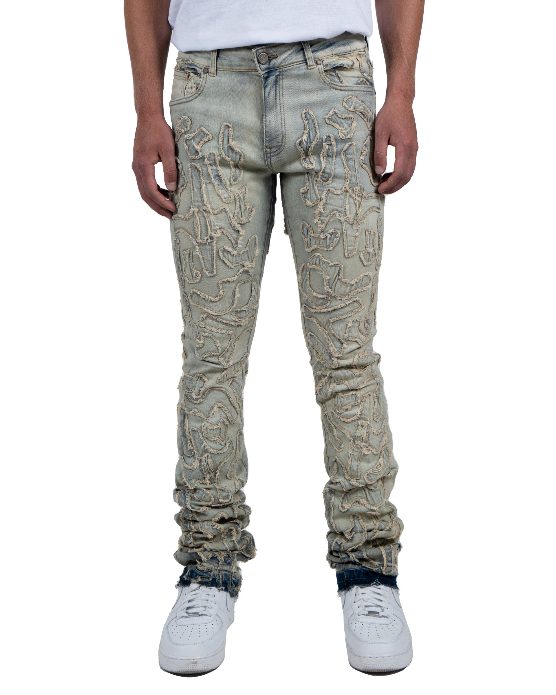 LARAMIE | Slim Textured Overlay Denim Jeans in Vintage