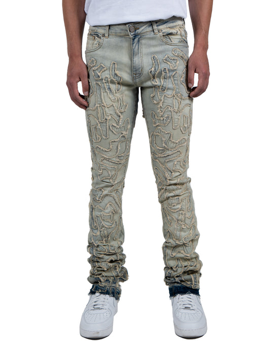 LARAMIE | Slim Textured Overlay Denim Jeans in Vintage
