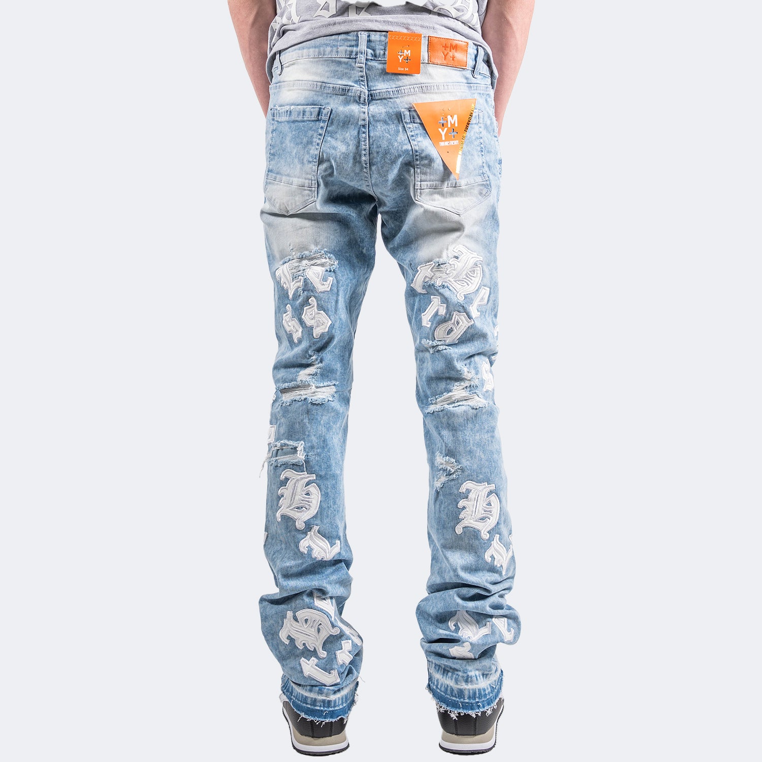Letter Patch Flare Slim in Ice Blue