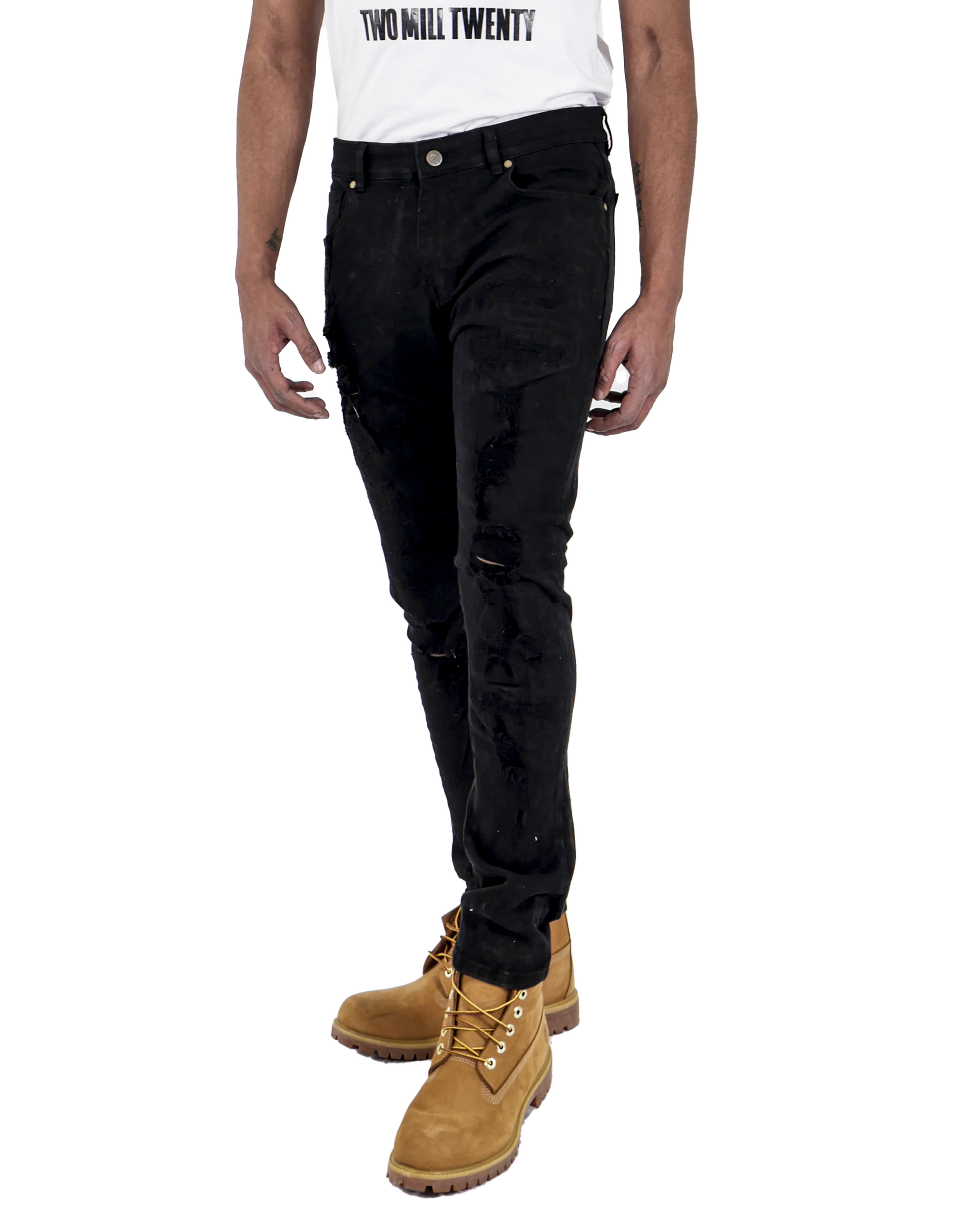 MILWAUKEE | Men's Slim Fit Denim Pants Rip & Repair in Jet Black