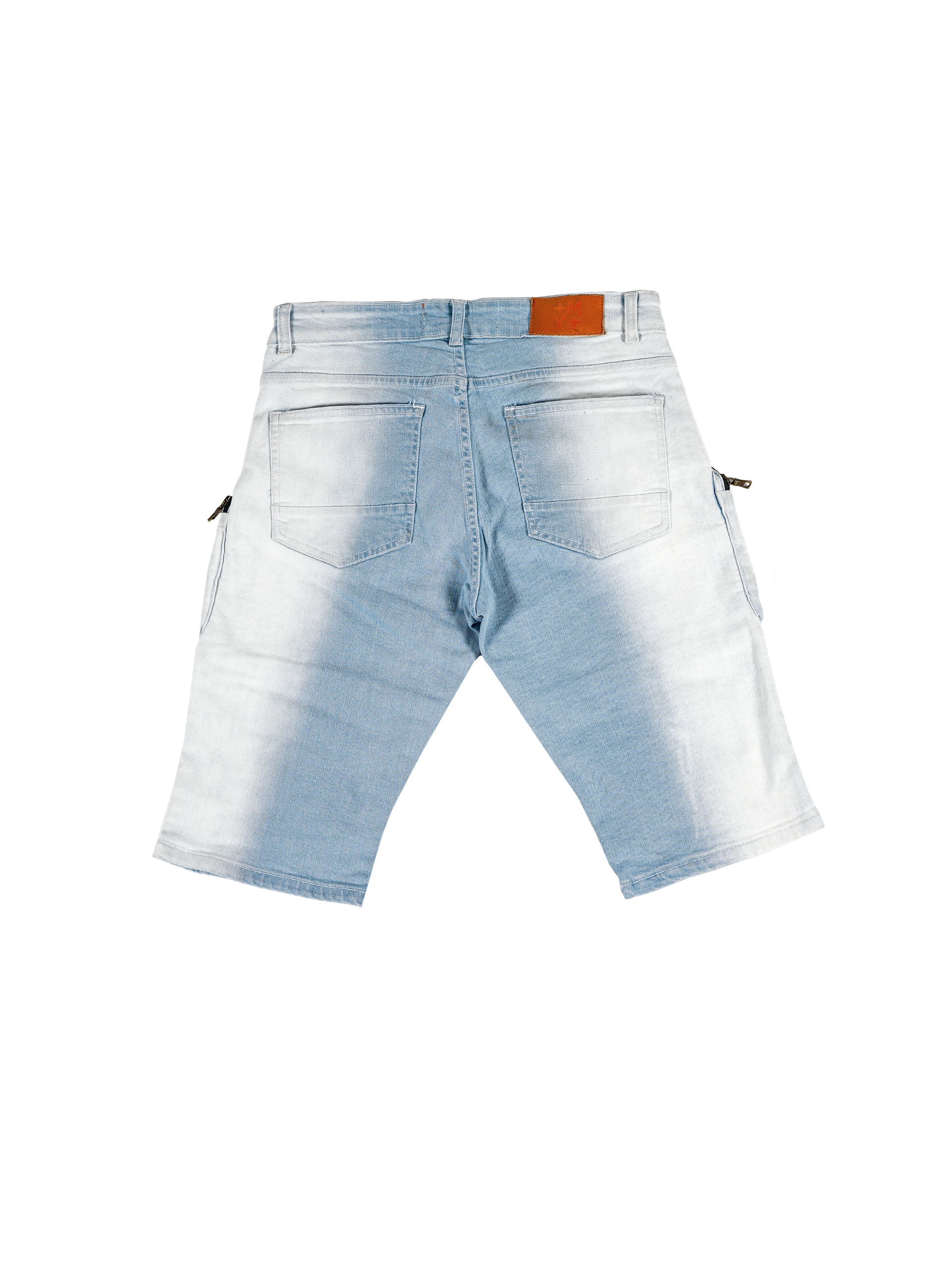 LAKE | Men's Slim Fit Frayed Cutoff Destroyed Ripped Distressed Knee Length Denim Jean Shorts with Cargo Pockets in Light Blue Wash