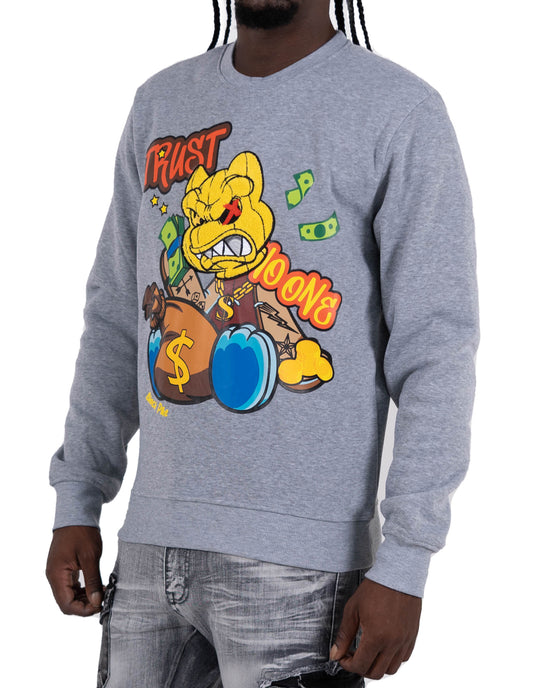 Men's "Trust No One" Graphic Embroidered Sweatshirt | Heather Grey