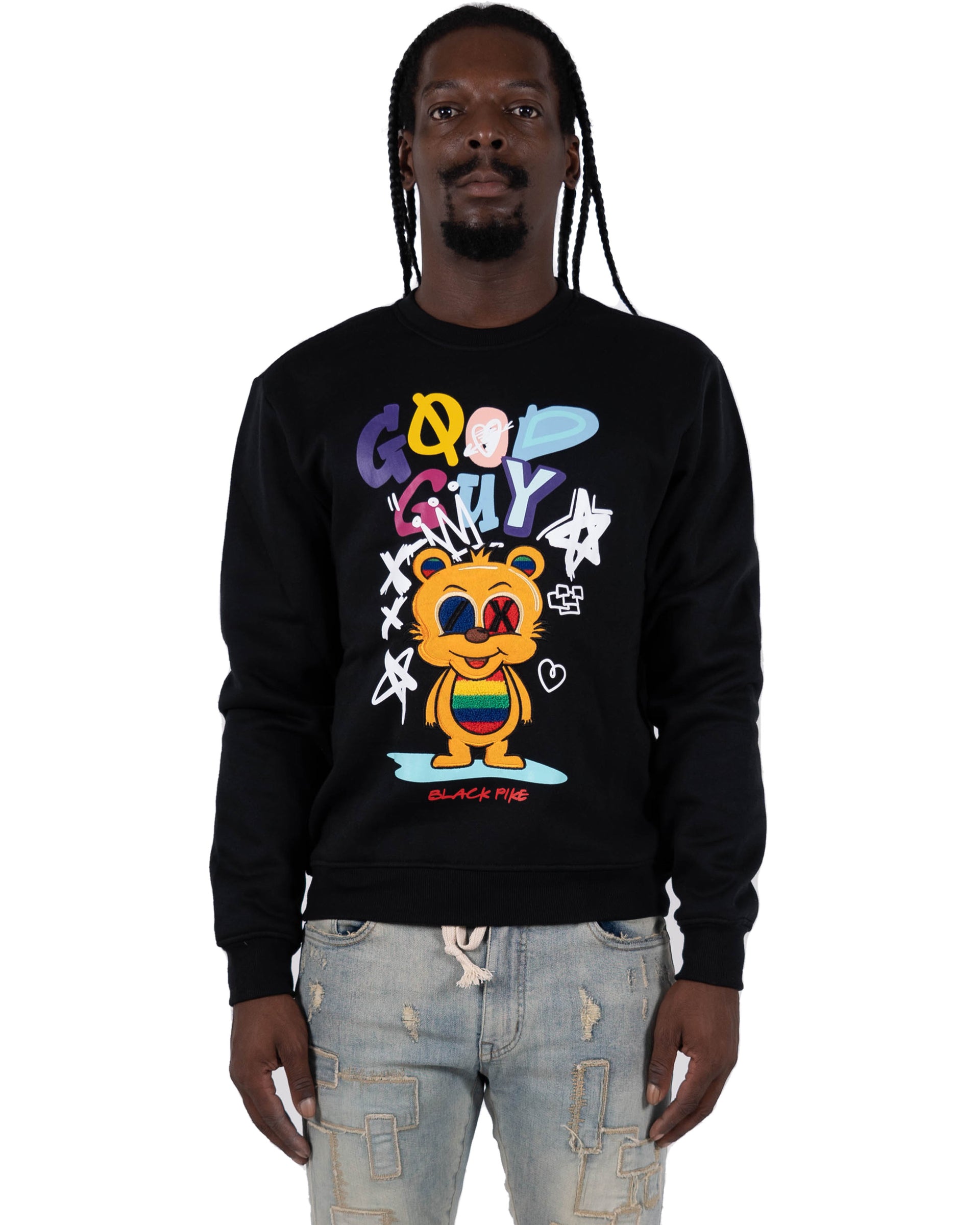 Men's "Good Guy" Graphic Embroidered Sweatshirt | Black