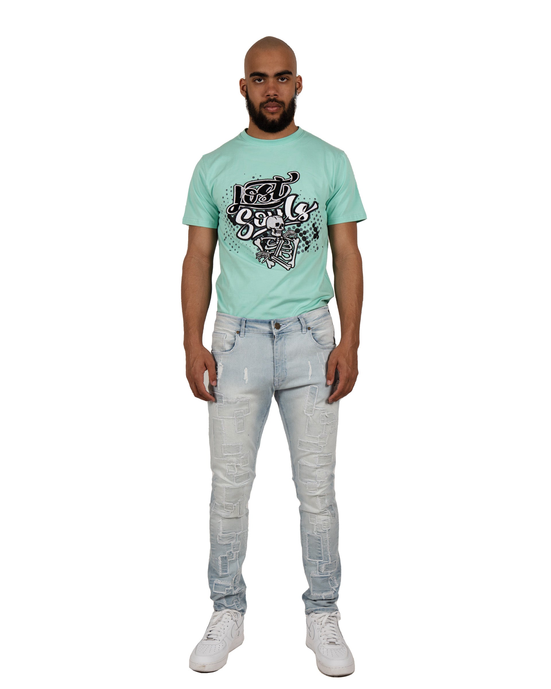 HUMBOLDT | Slim Fit Stitched Denim Jeans in Light Wash