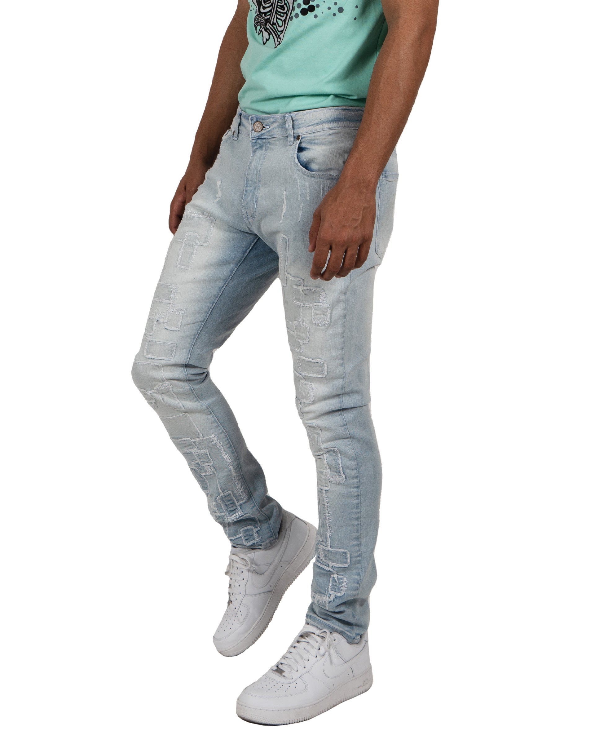 HUMBOLDT | Slim Fit Stitched Denim Jeans in Light Wash