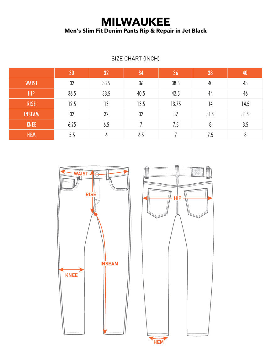 MILWAUKEE | Men's Slim Fit Denim Pants Rip & Repair in Jet Black