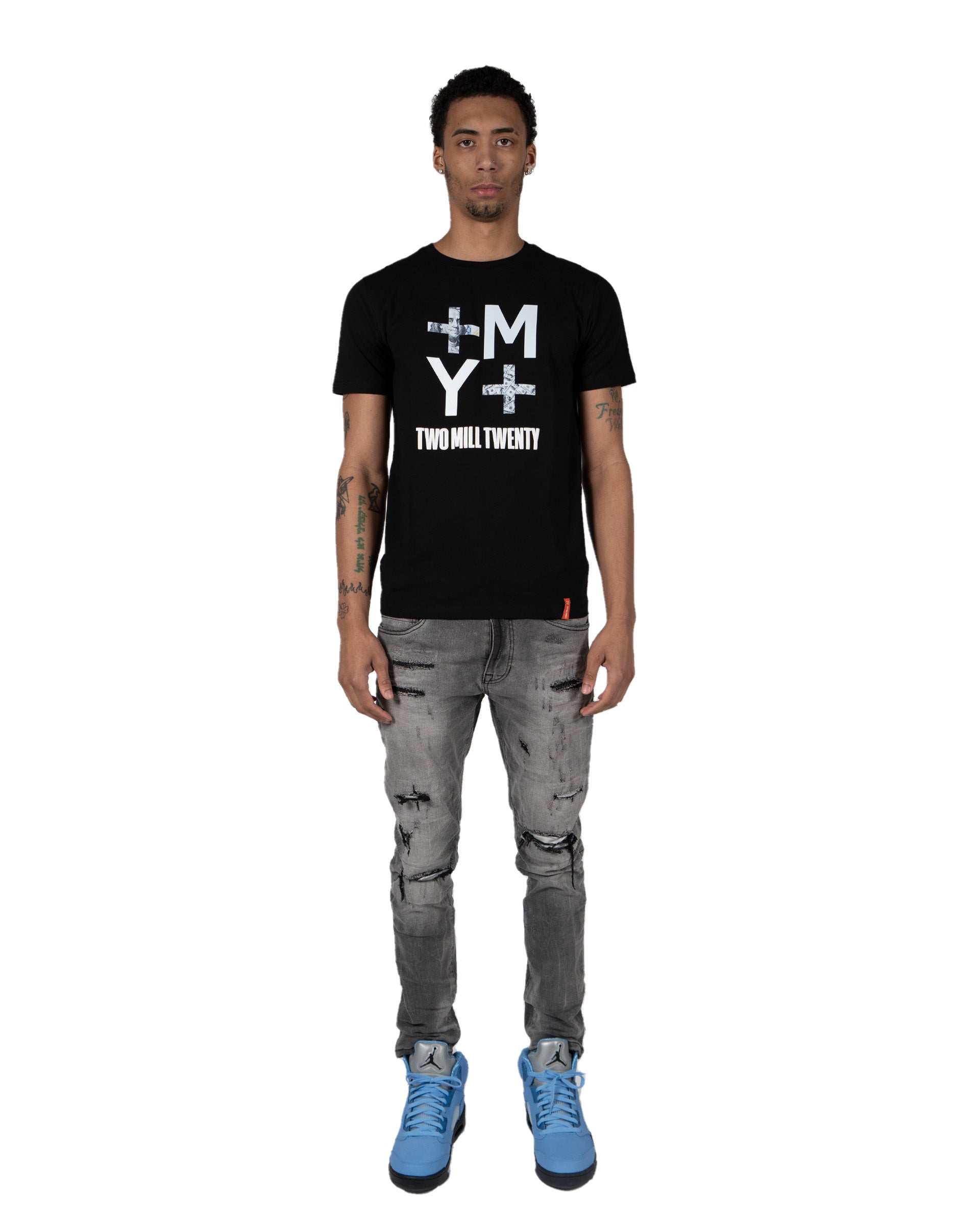 IRVING | Slim Skinny Distressed Ripped Denim Jeans in Pluto Grey