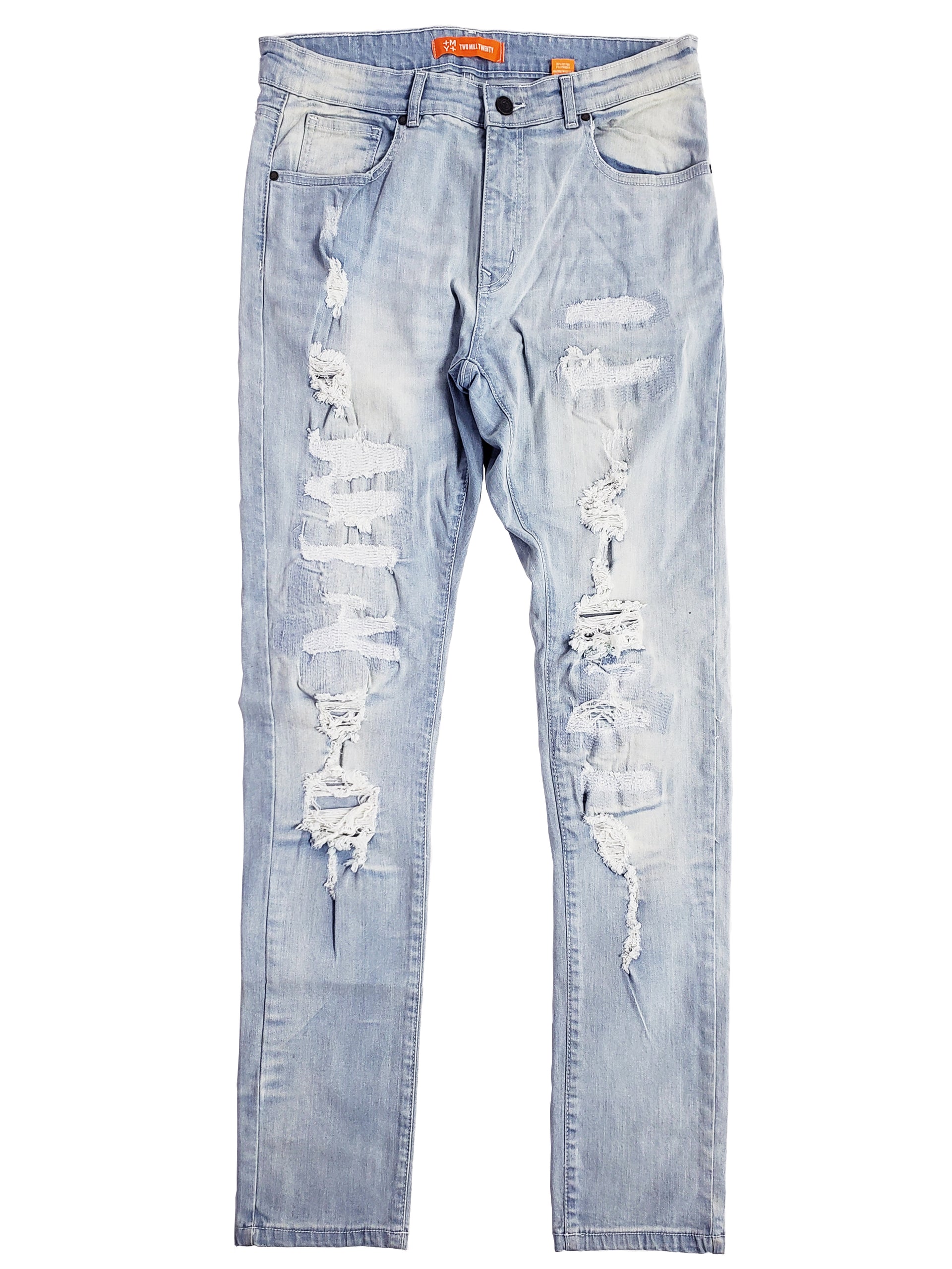 ASHLAND | Men's Slim Fit Denim Pants Rip & Repair in Light Wash