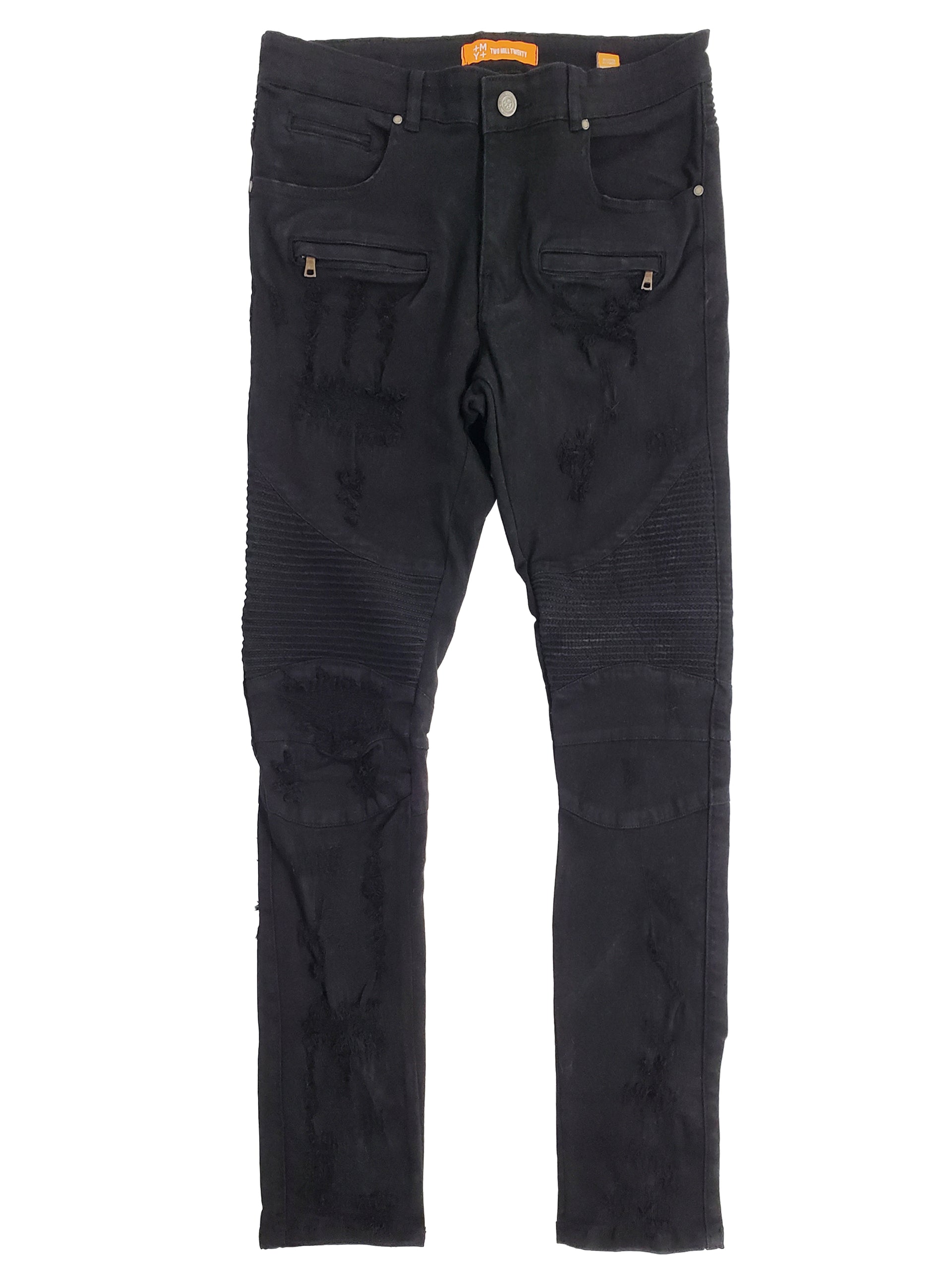 FOSTER | Men's Slim Fit Biker Denim Pants in Jet Black