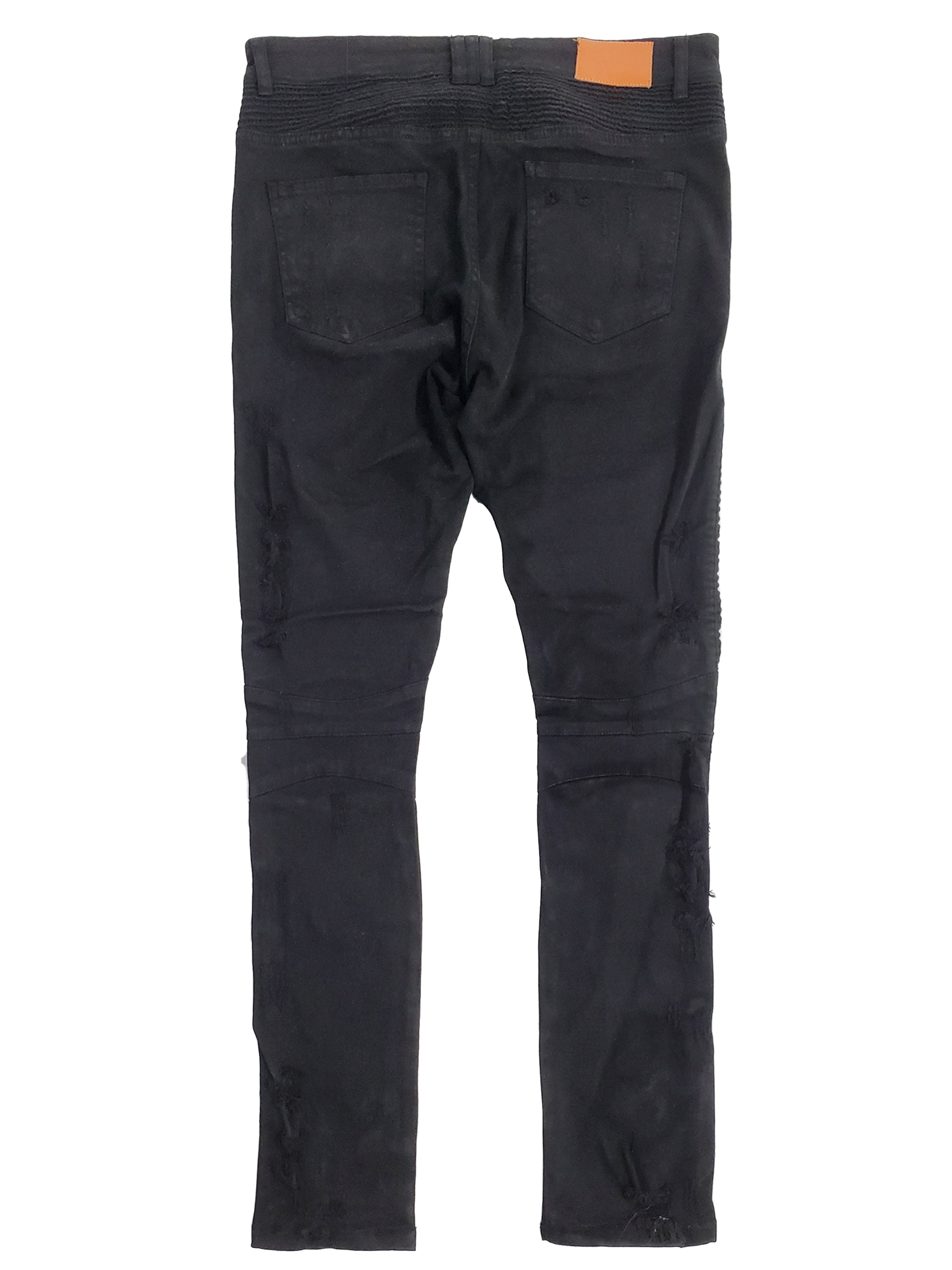 FOSTER | Men's Slim Fit Biker Denim Pants in Jet Black
