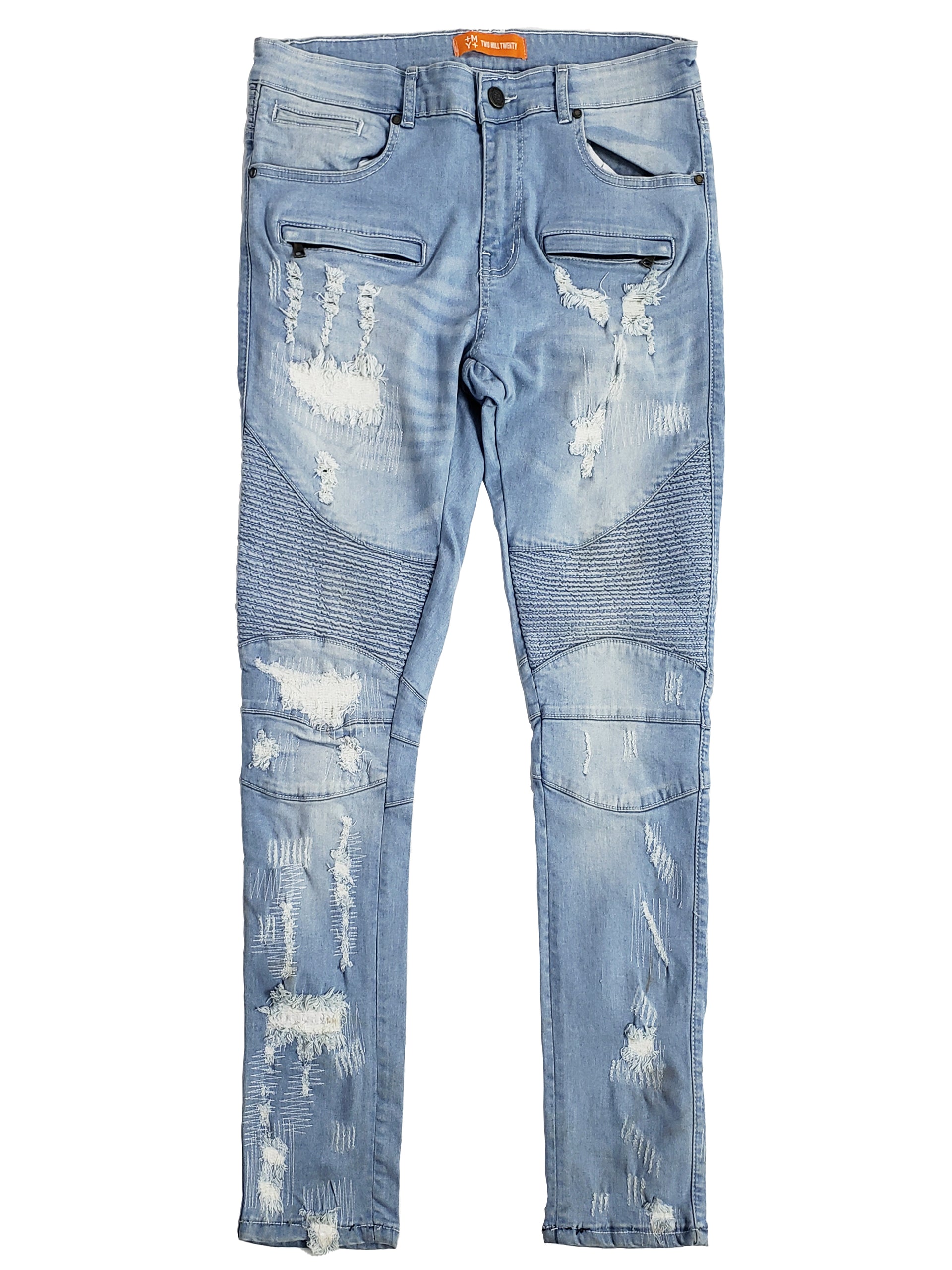MADISON | Men's Slim Fit Biker Denim Pants in Light Wash