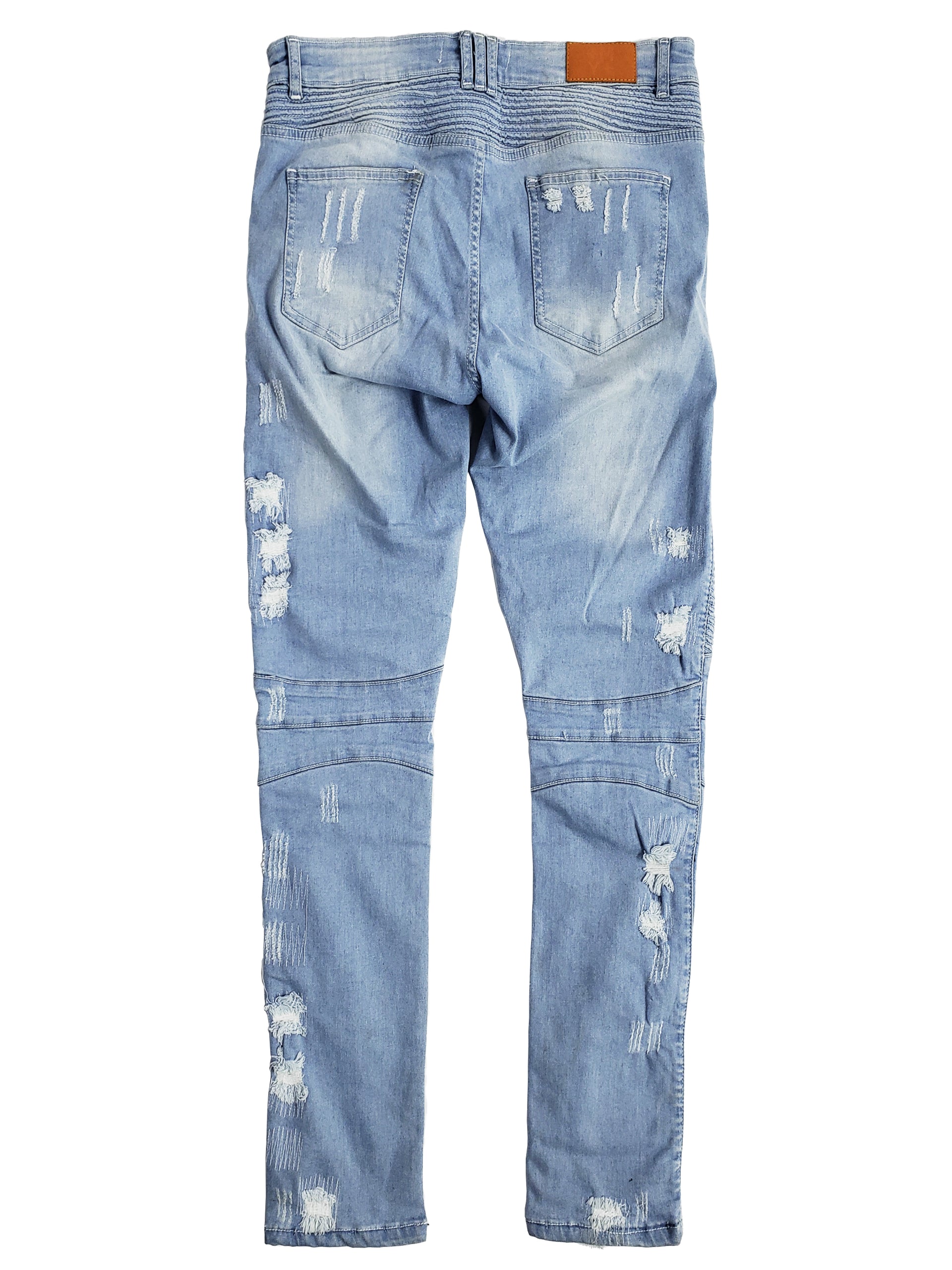 MADISON | Men's Slim Fit Biker Denim Pants in Light Wash