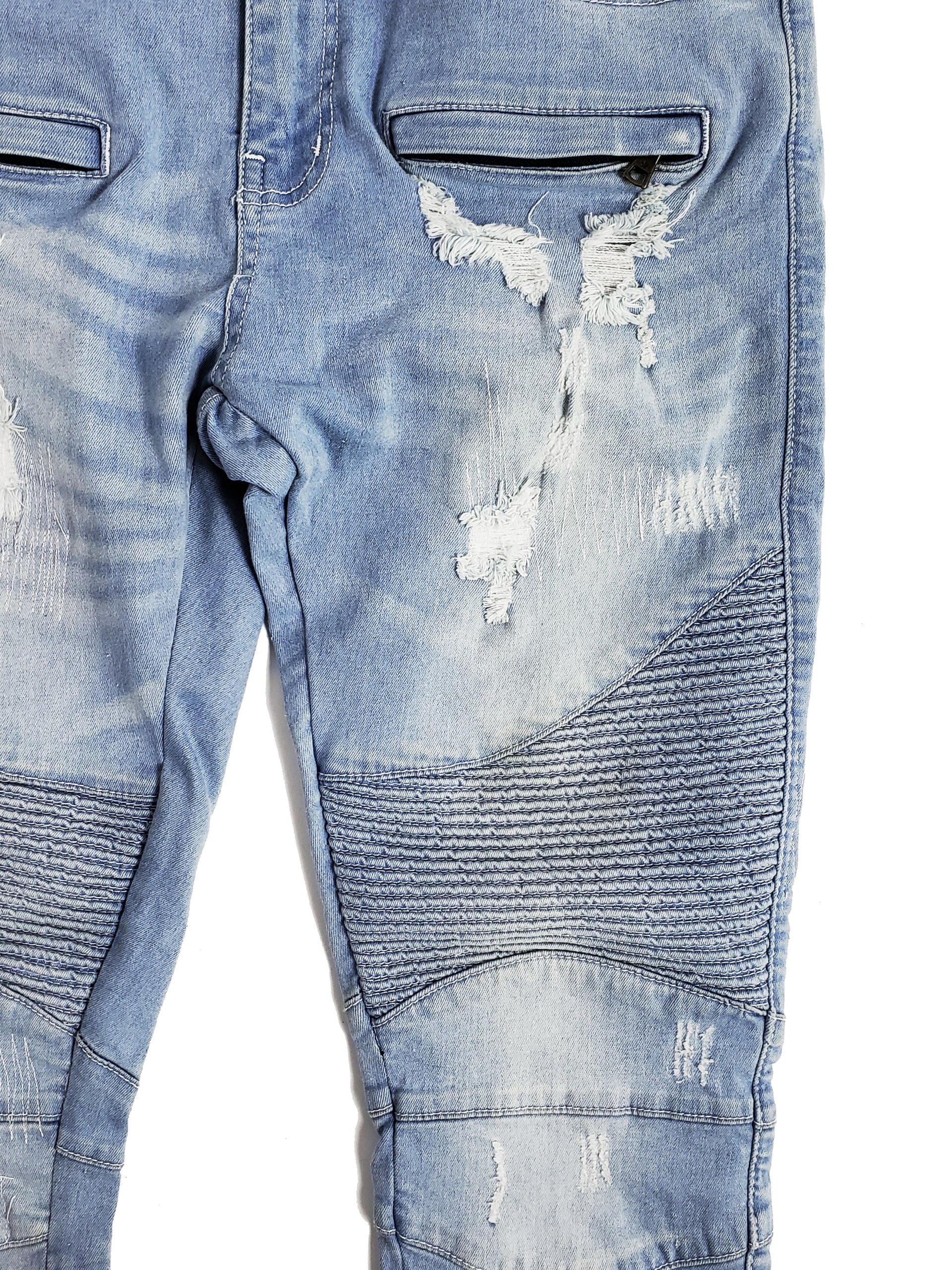 MADISON | Men's Slim Fit Biker Denim Pants in Light Wash