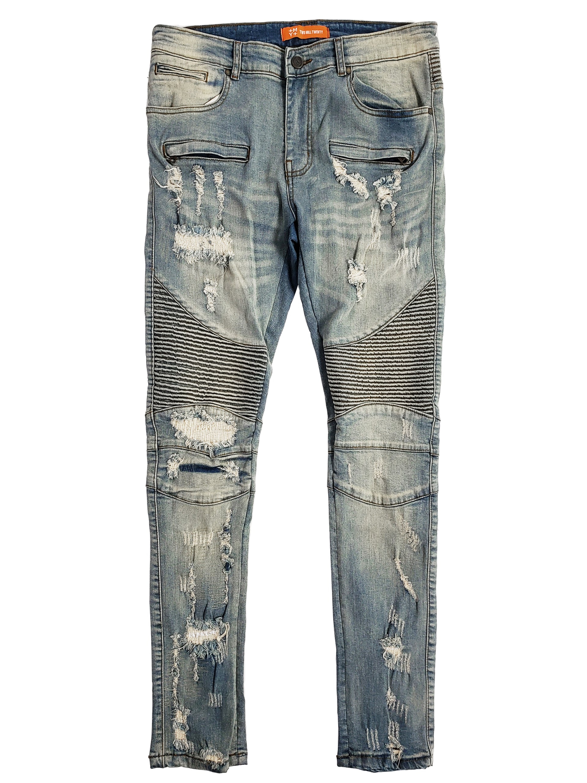 WILSON | Men's Slim Fit Biker Denim Pants in Vintage Wash