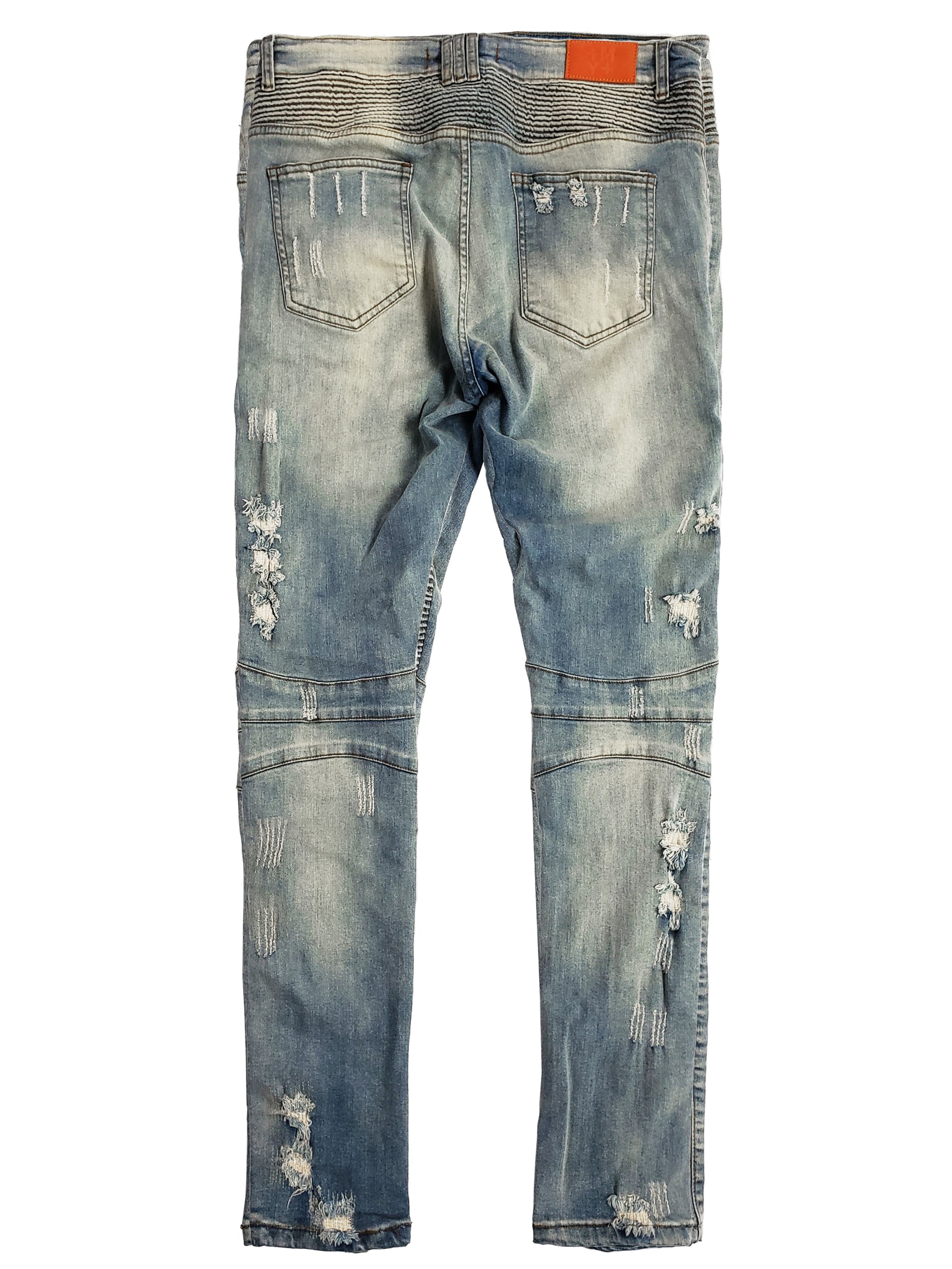 WILSON | Men's Slim Fit Biker Denim Pants in Vintage Wash