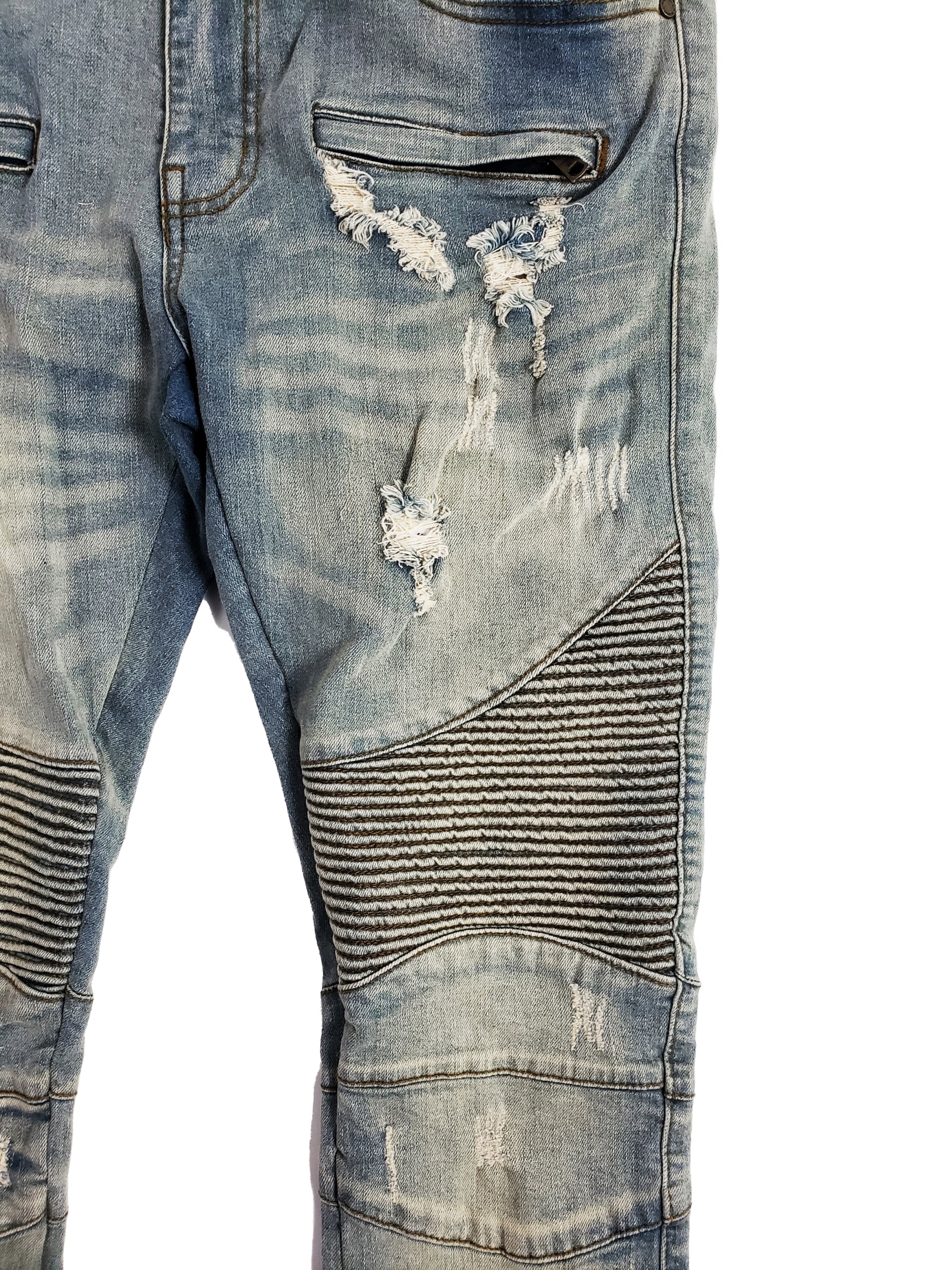 WILSON | Men's Slim Fit Biker Denim Pants in Vintage Wash