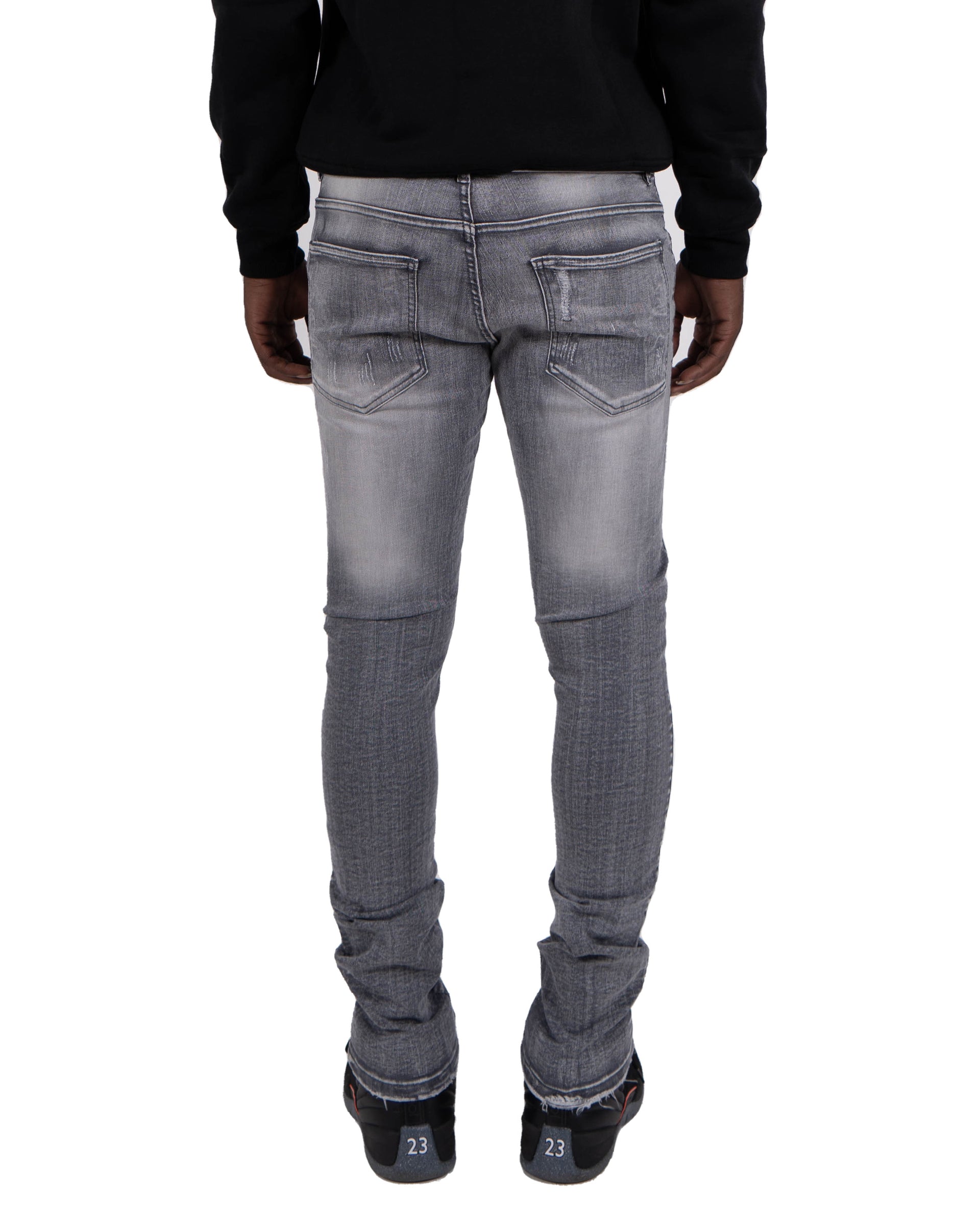 ARMITAGE | Slim Skinny Scratched Frosted Acid Wash Urban Streetstyle Designer Denim Jeans in Grey Frost