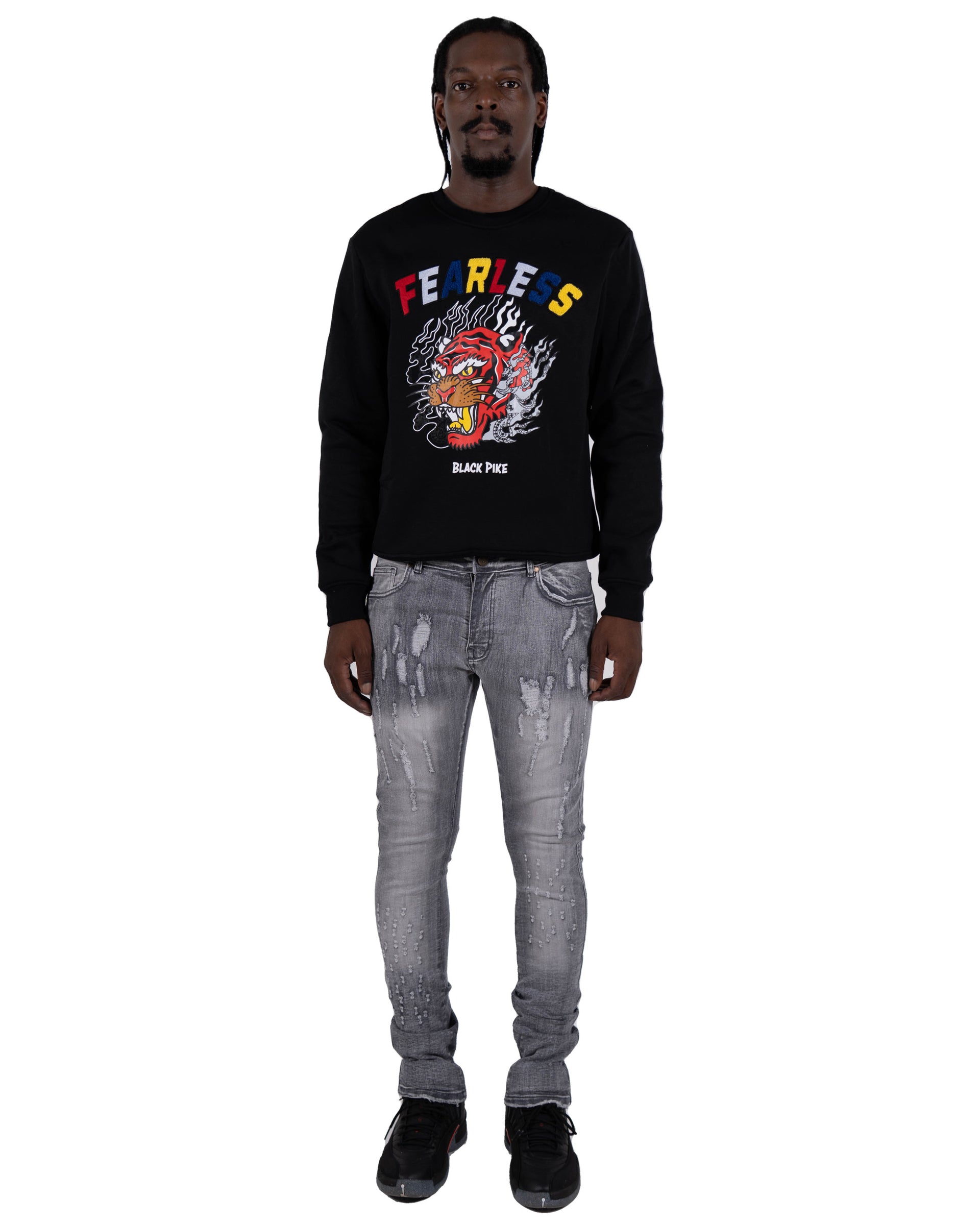 ARMITAGE | Slim Skinny Scratched Frosted Acid Wash Urban Streetstyle Designer Denim Jeans in Grey Frost