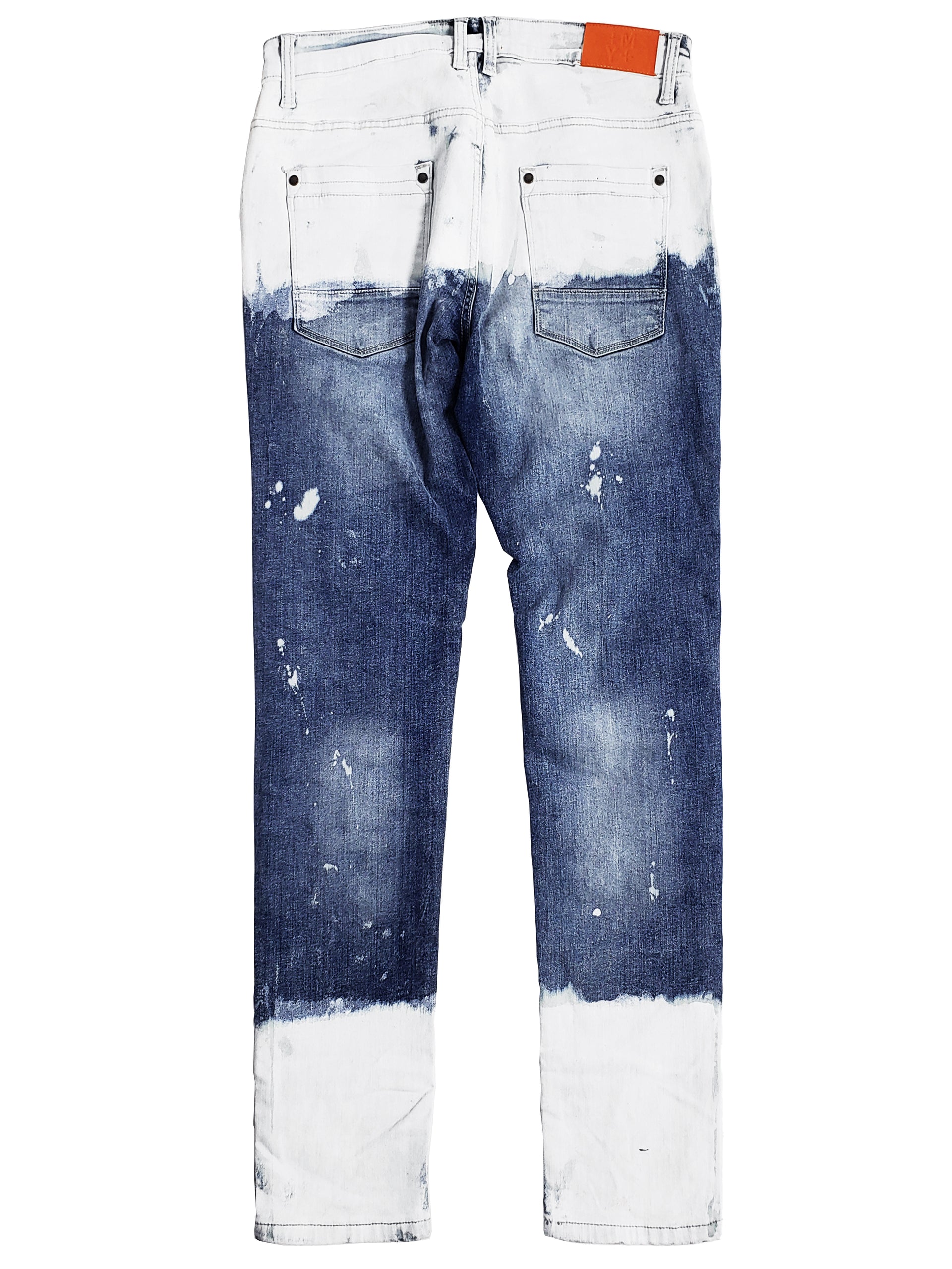 WILLOW | Men's Slim Fit White Paint Washed Denim Rip & Repair in Black Stonewash