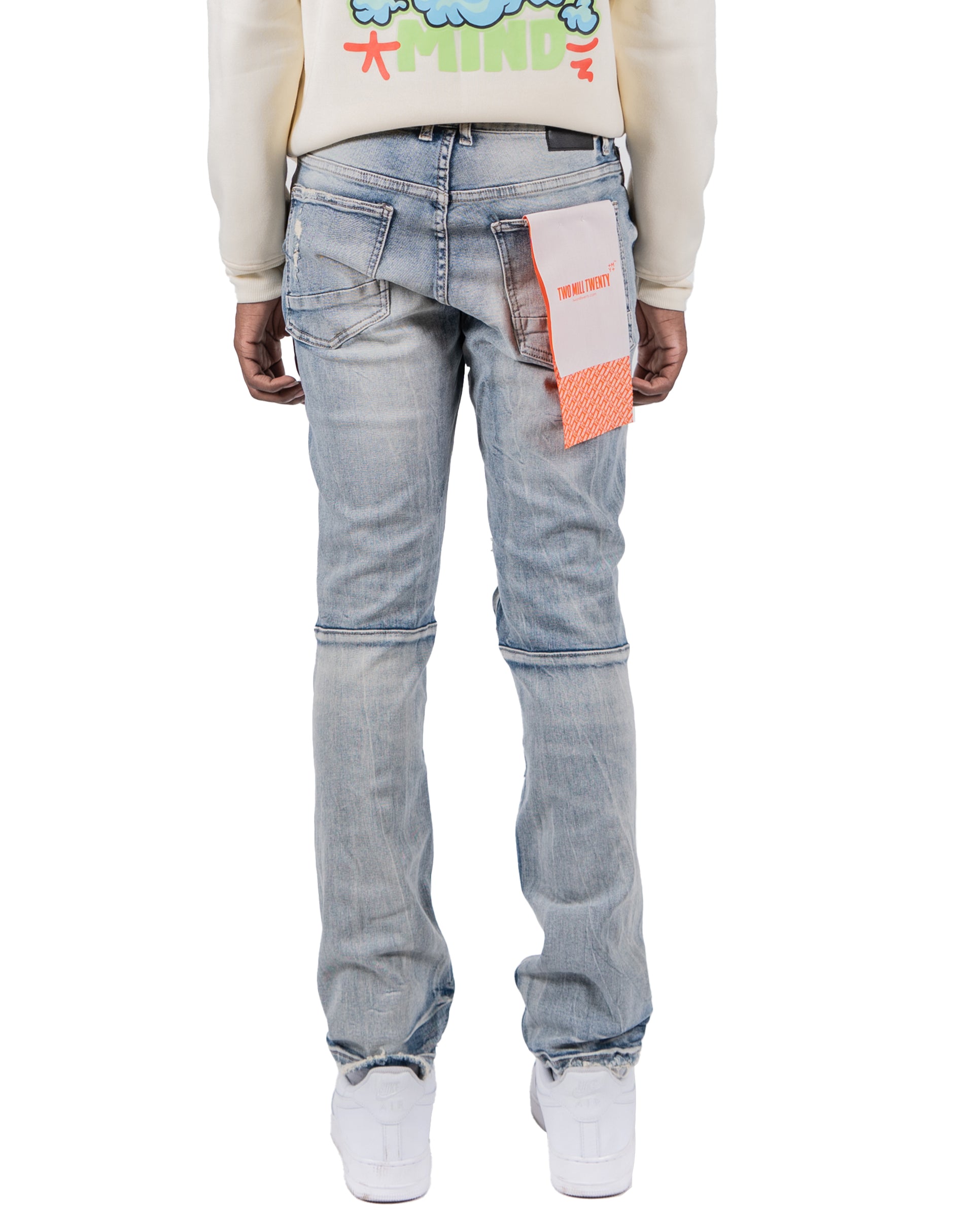 WRIGLEY | Rip Torn Destroyed Skinny Denim Jeans in Aspen Blue