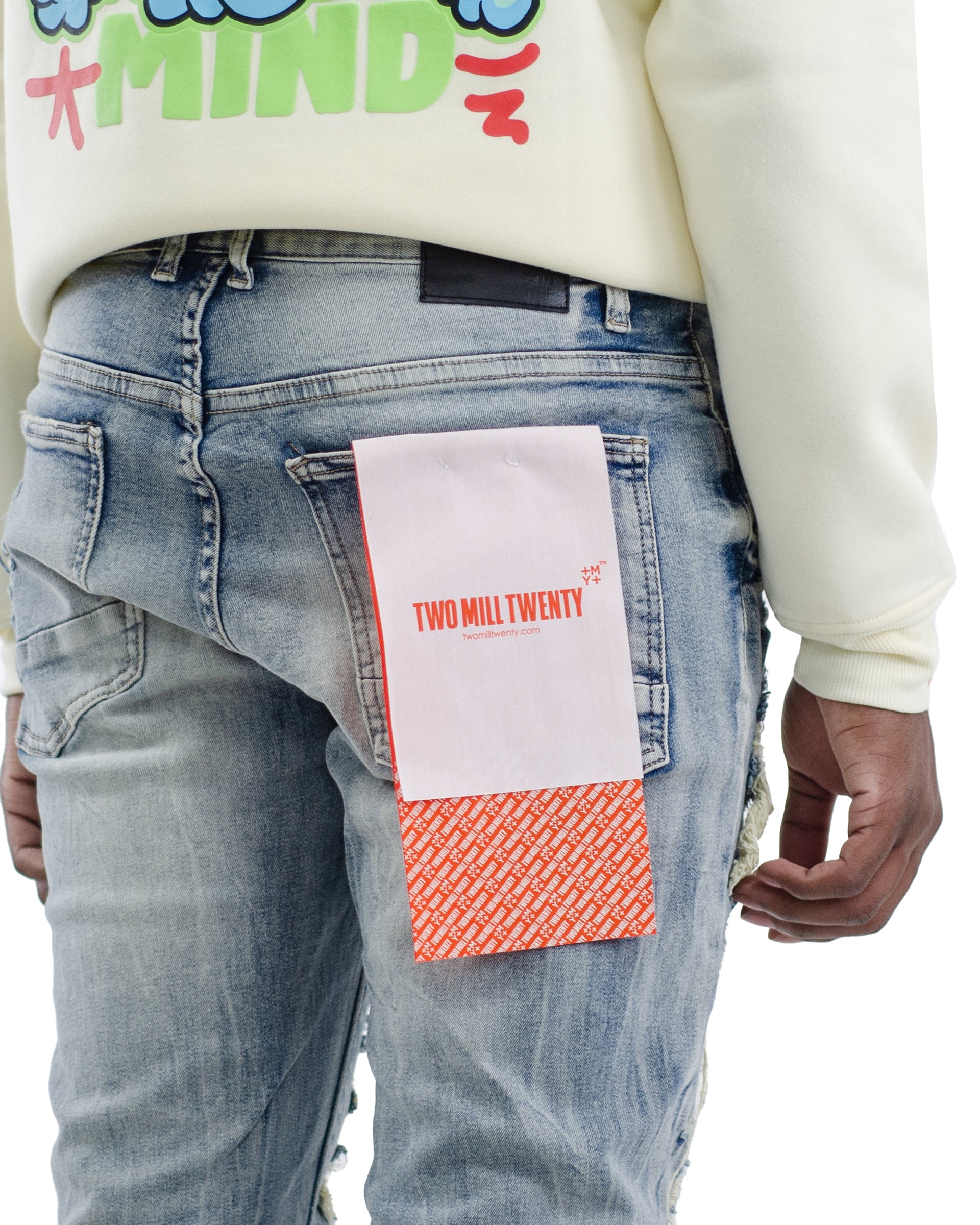 WRIGLEY | Rip Torn Destroyed Skinny Denim Jeans in Aspen Blue